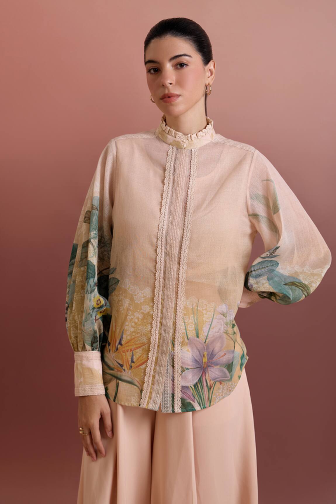 Pankaj & Nidhi Floral Print Relaxed Fit Shirt 