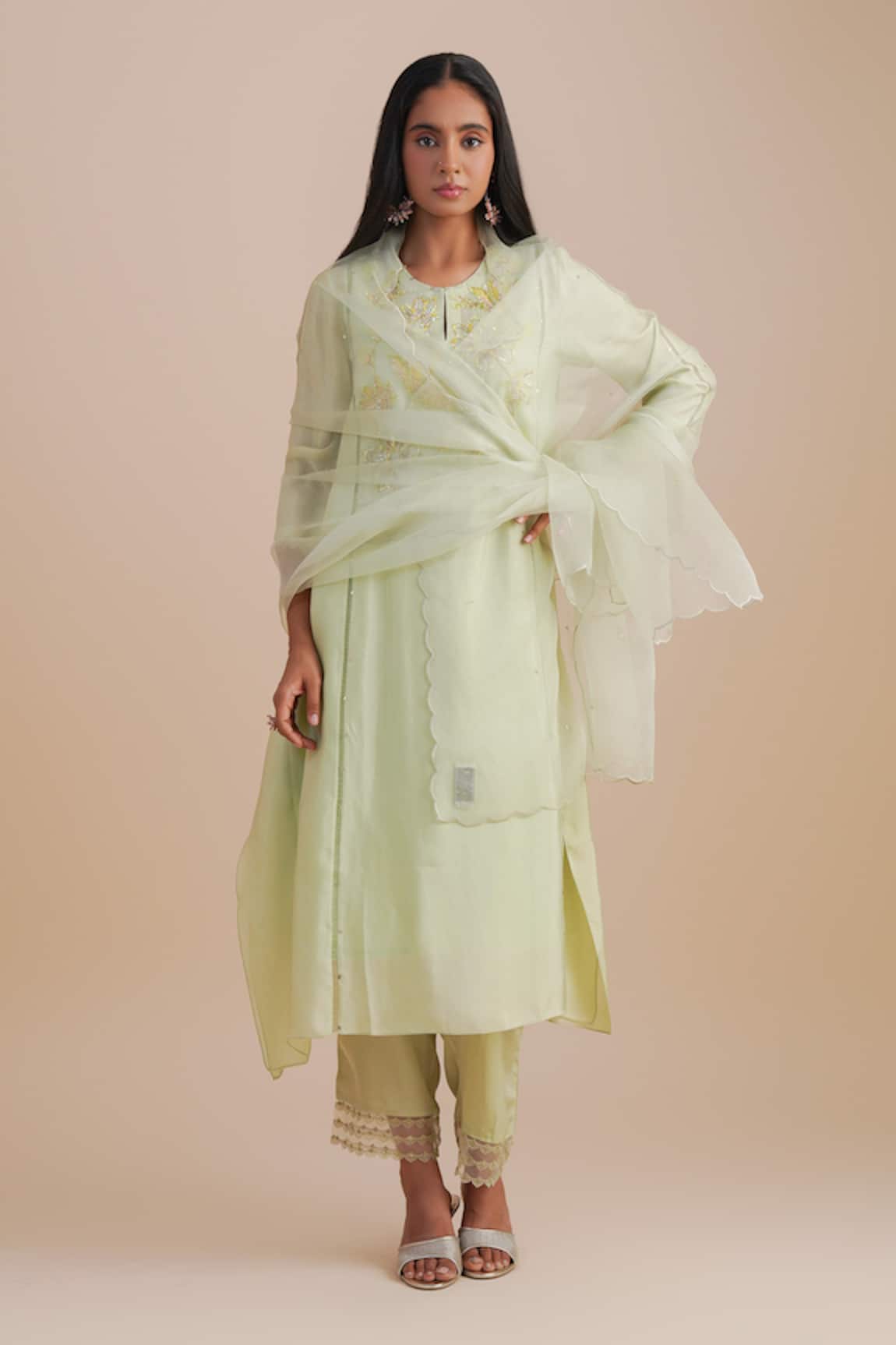 One Not Two Sequin Embroidered Silk Organza Dupatta 