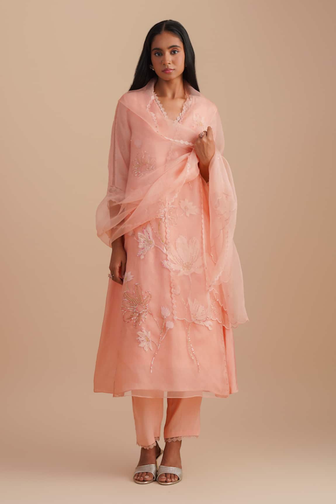 One Not Two Floral Applique Kurta Set 