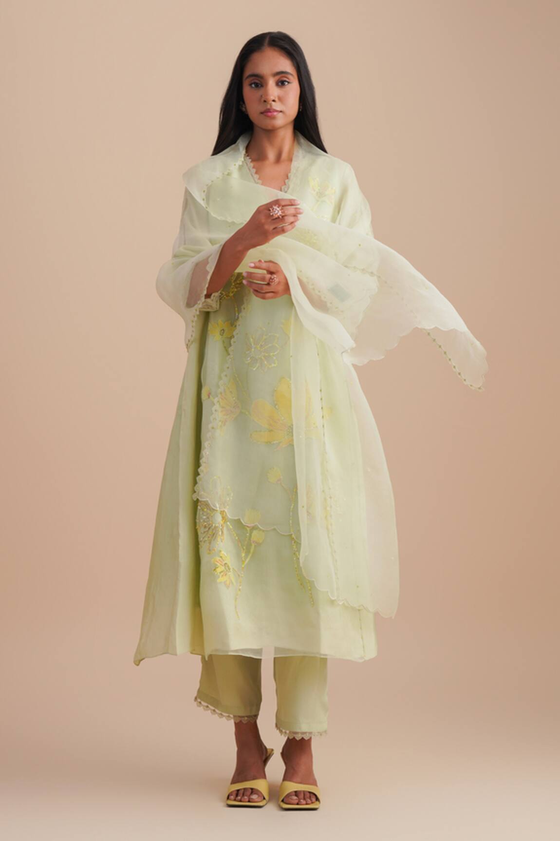 One Not Two Floral Applique Kurta Set 