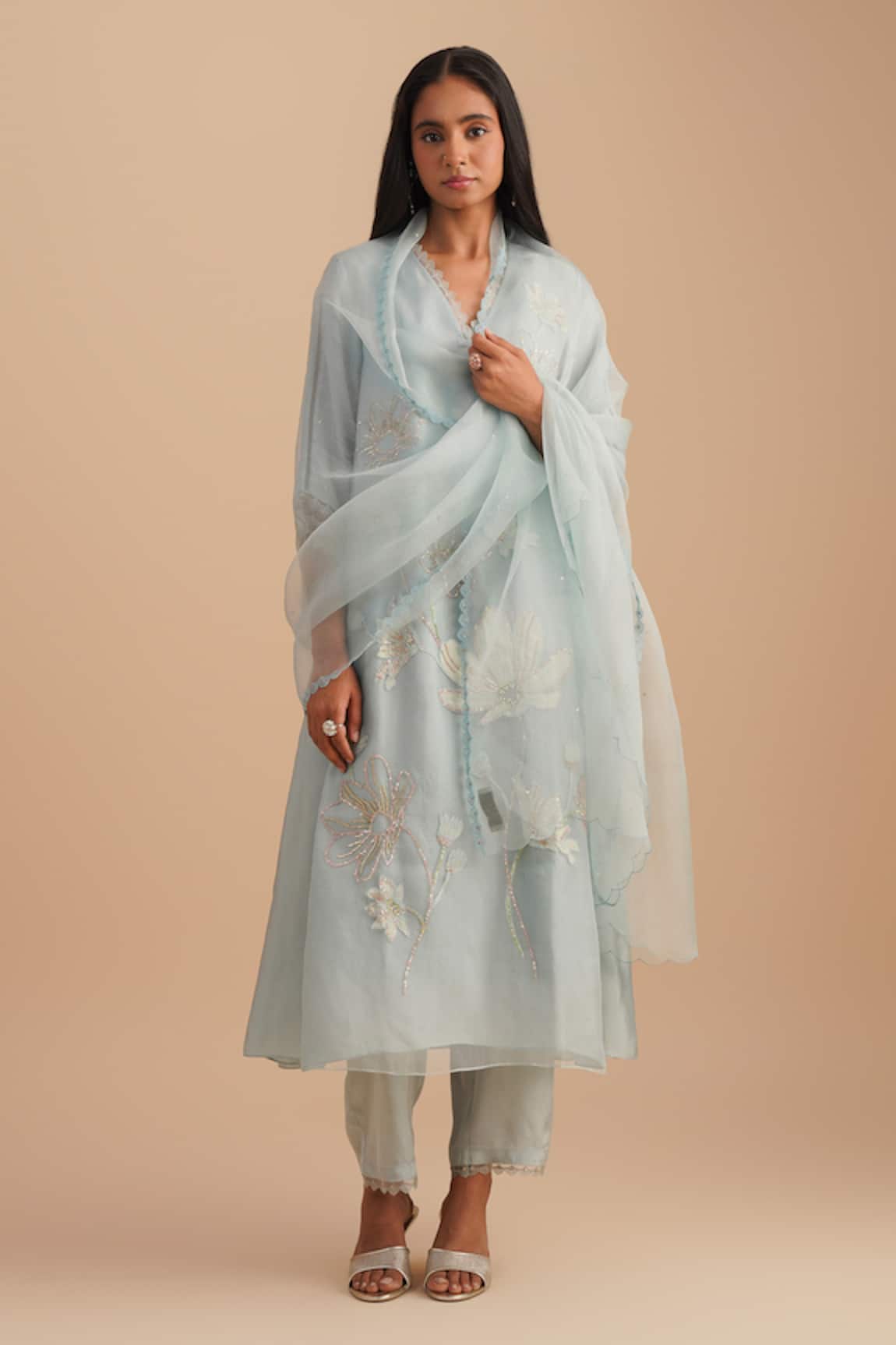 One Not Two Floral Applique Kurta Set 