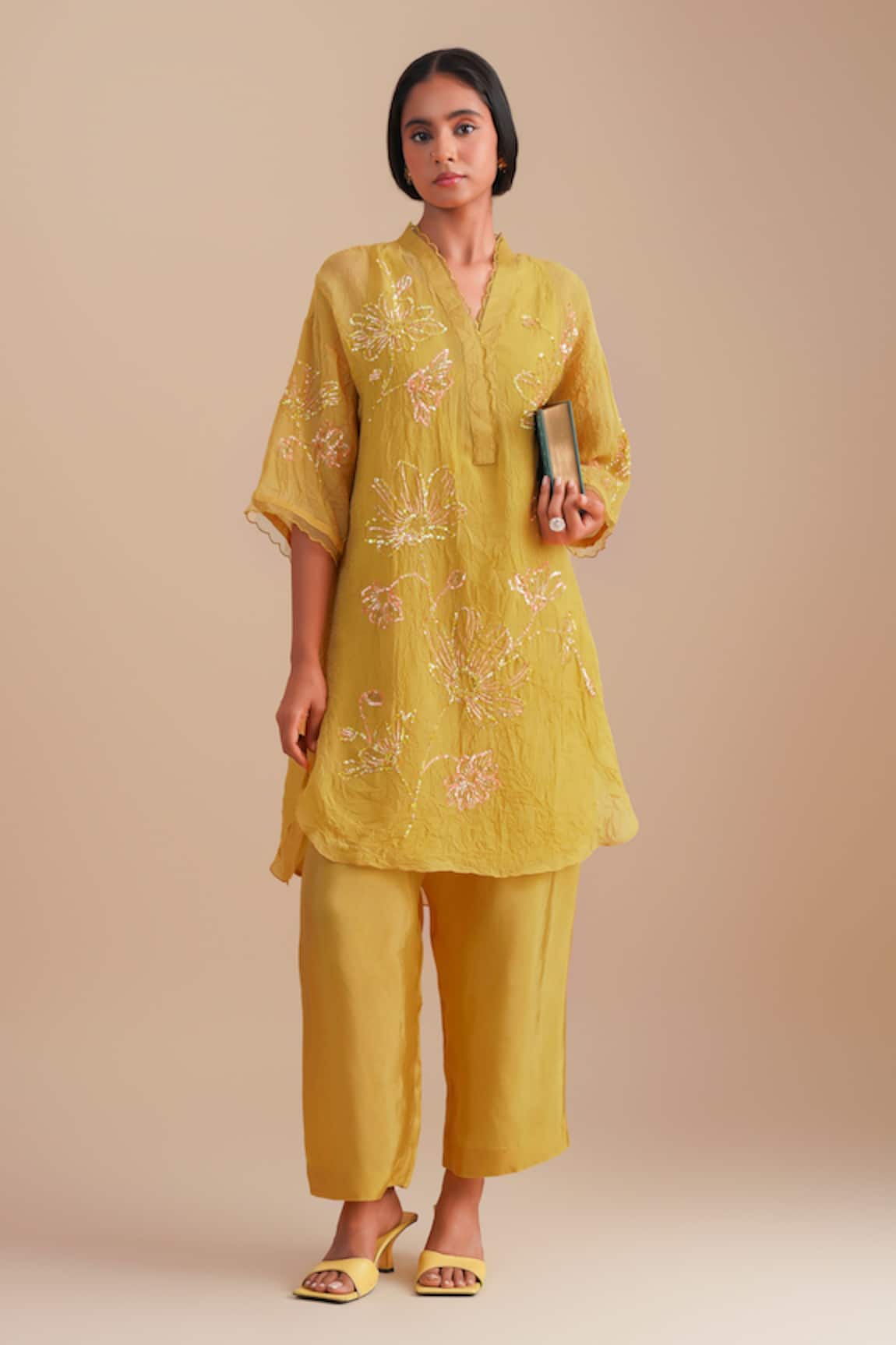 One Not Two Floral Hand Embroidered Kurta Set 