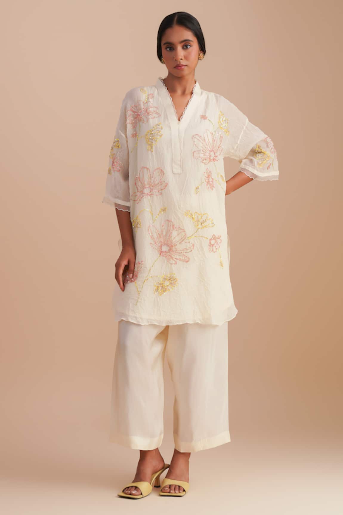 One Not Two Floral Hand Embroidered Kurta Set 