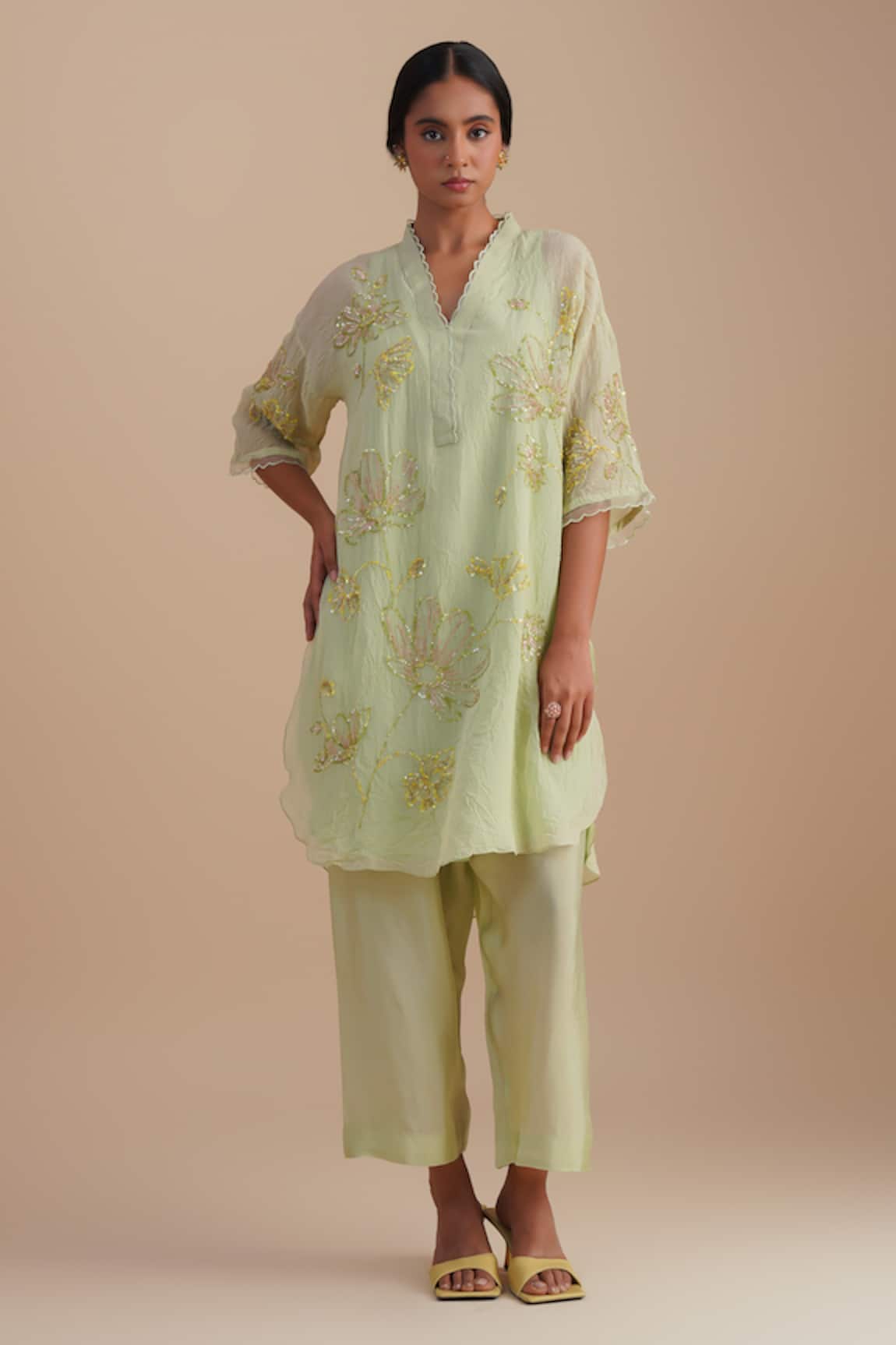 One Not Two Floral Embroidered Kurta Set 