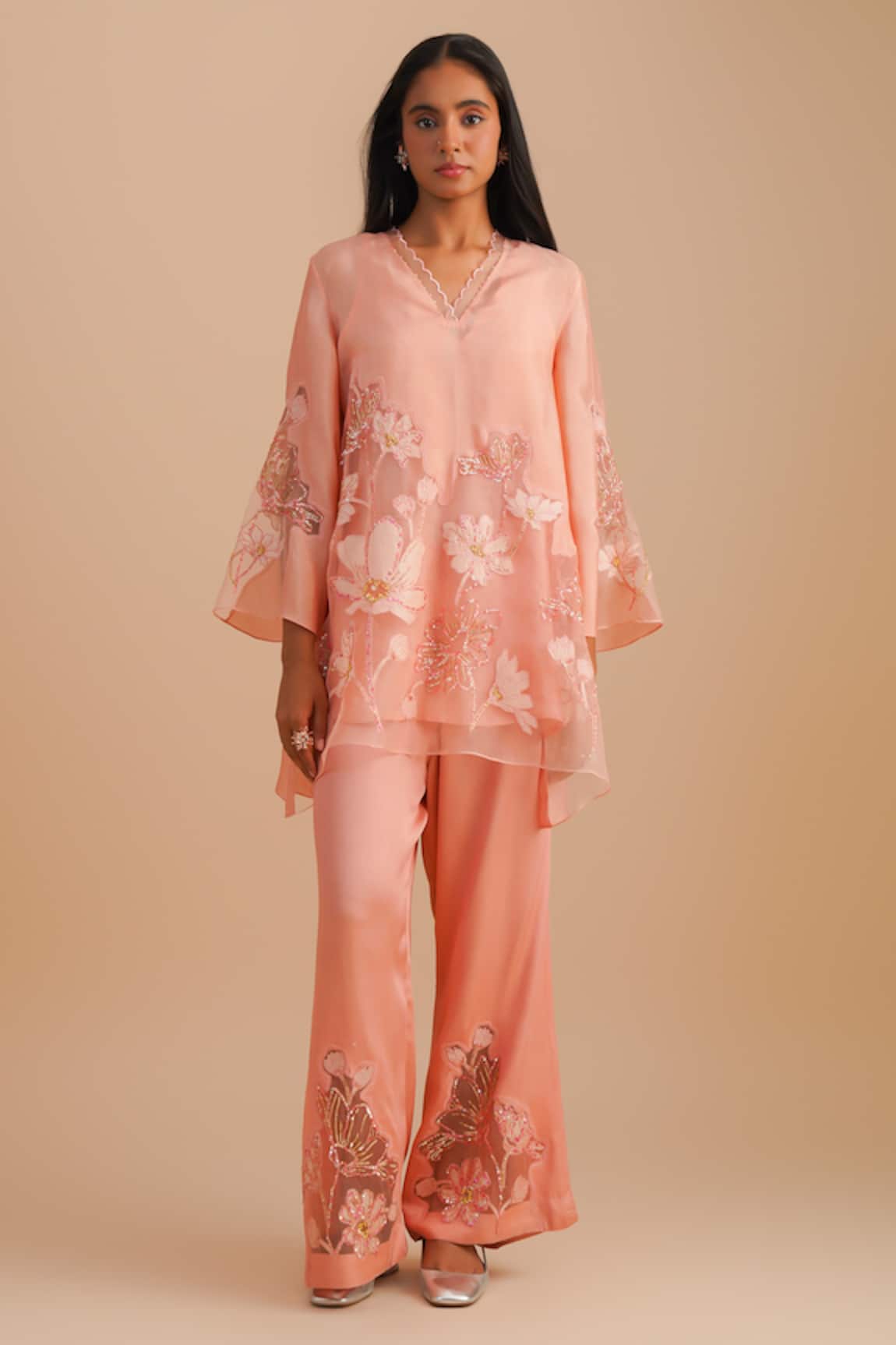 One Not Two Floral Applique Kurta Set 