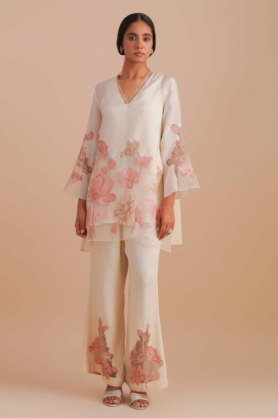 One Not Two Floral Applique Kurta Set 