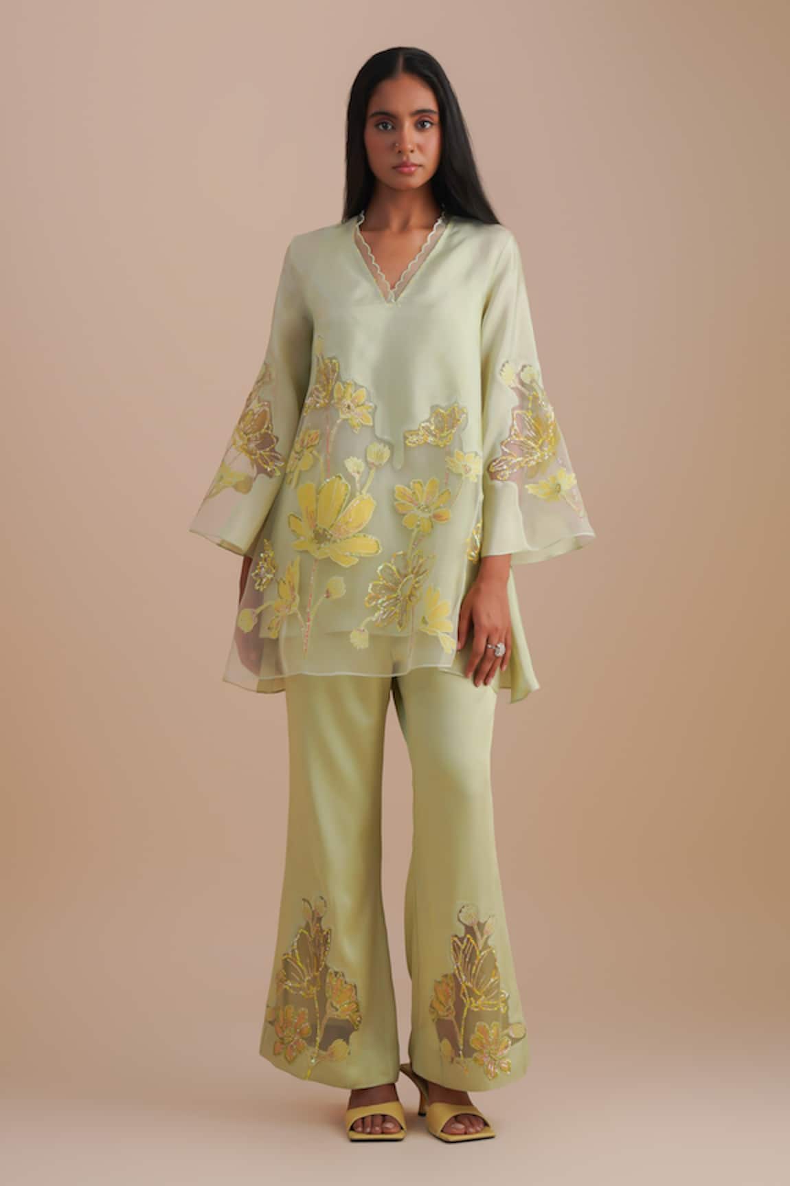 One Not Two Floral Applique Kurta Set 