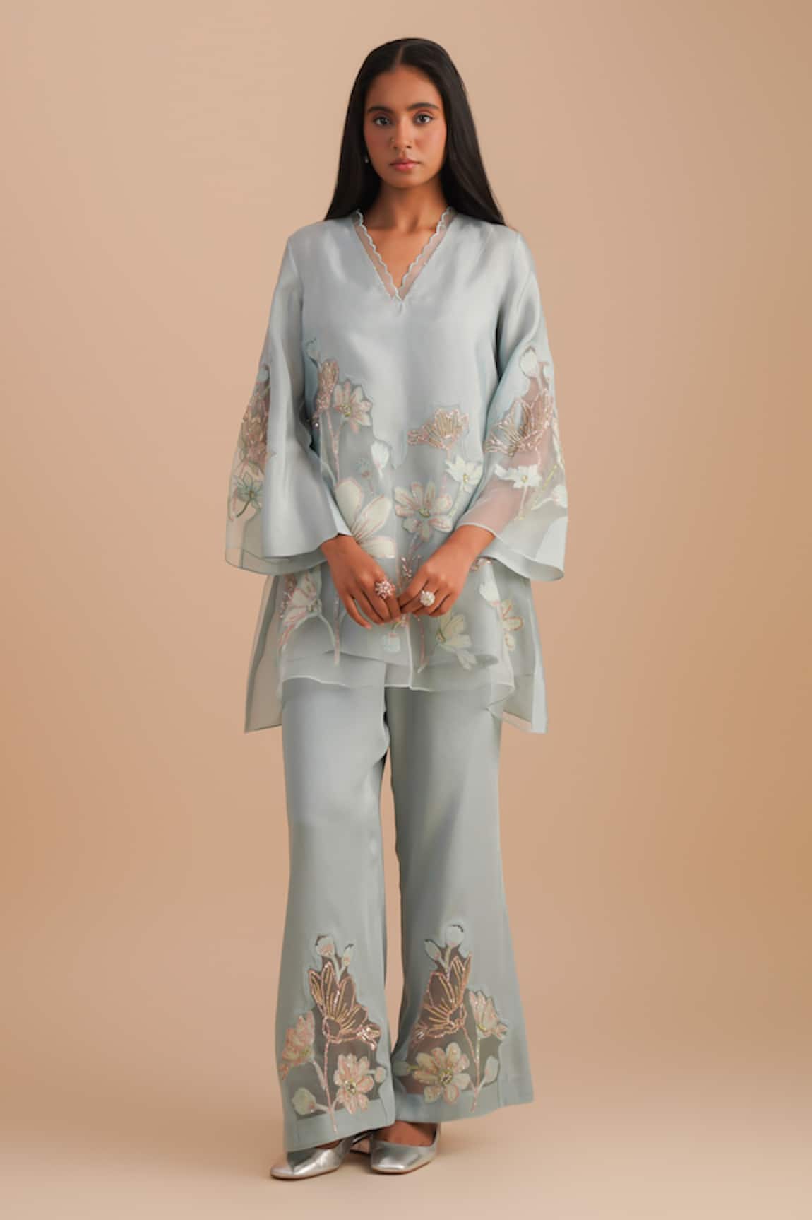One Not Two Floral Applique Kurta Set 