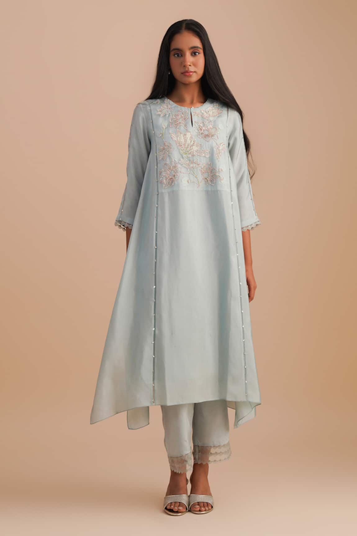 One Not Two Floral Applique Kurta Set 
