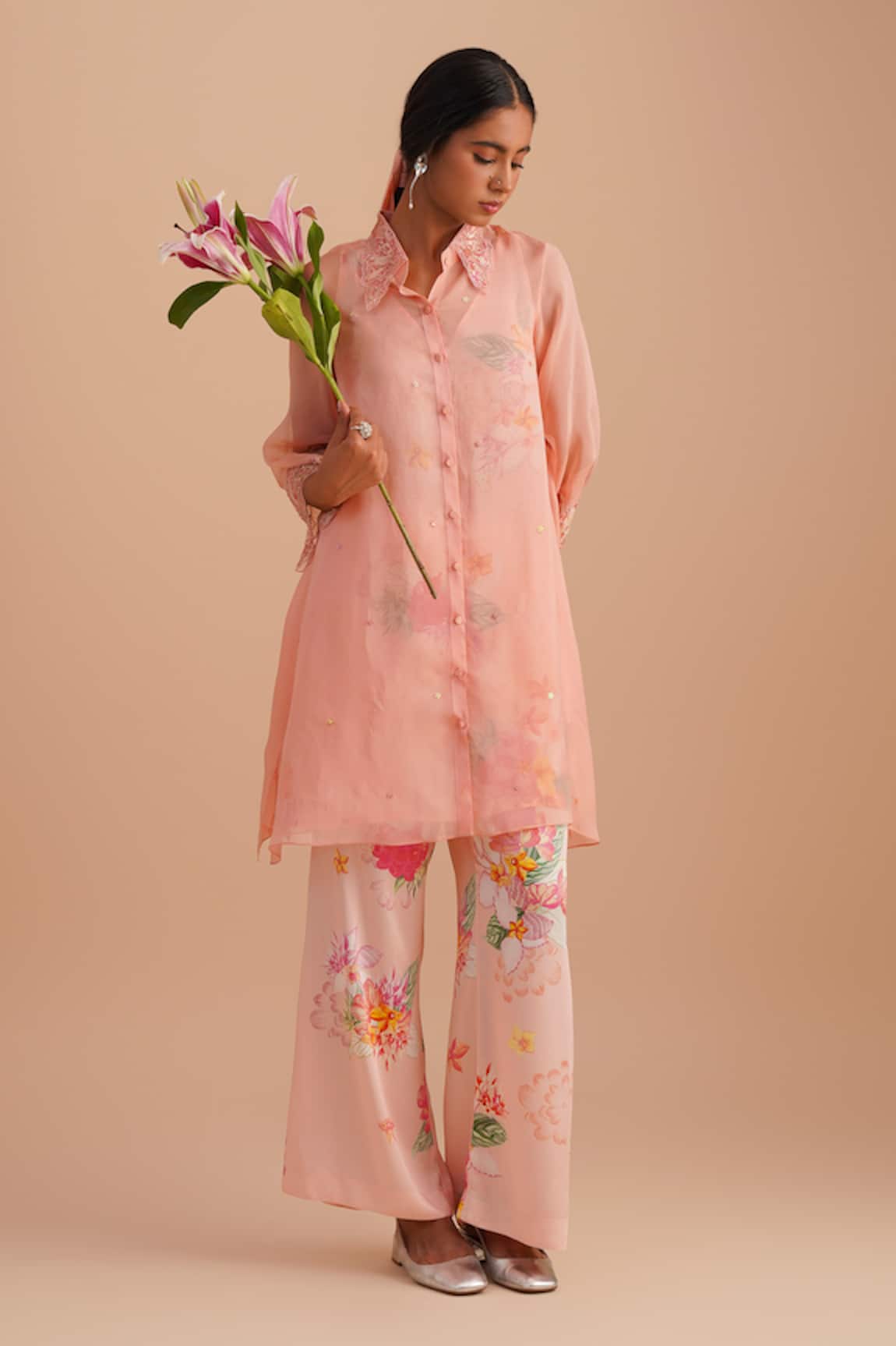 One Not Two Floral Applique Kurta Set 