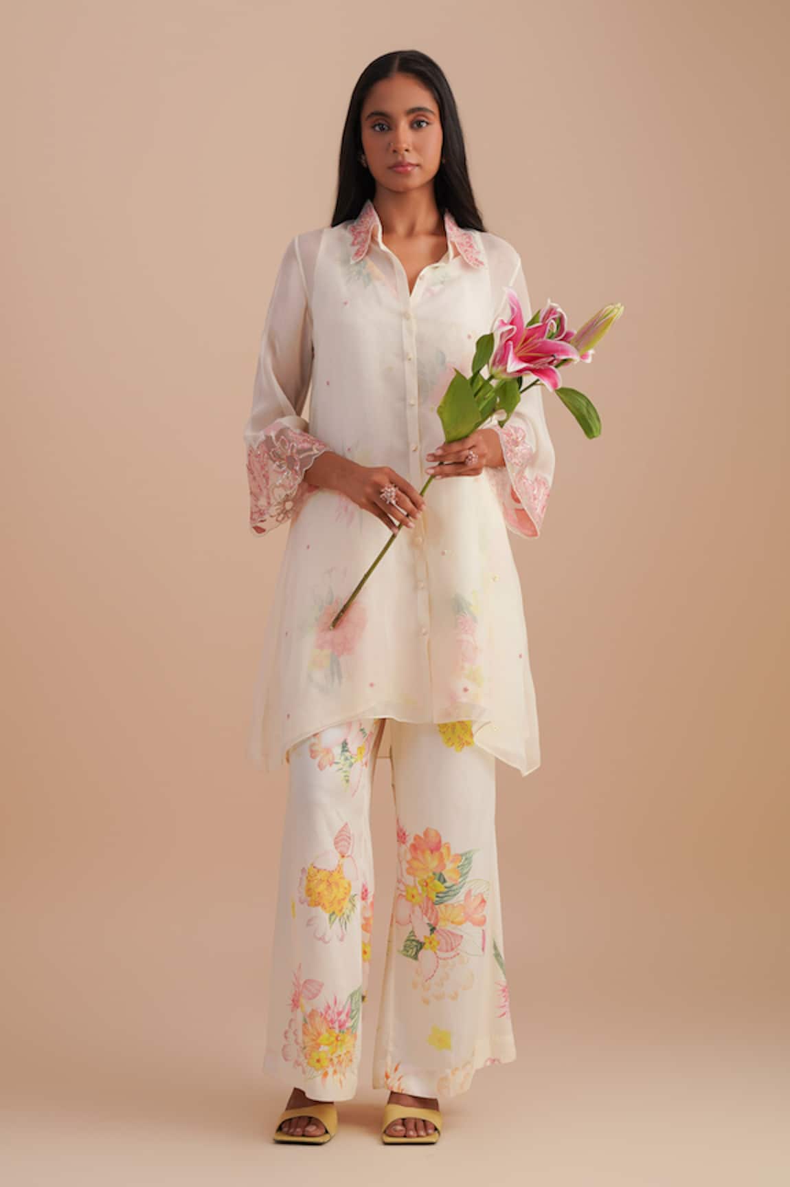 One Not Two Floral Applique Kurta Set 
