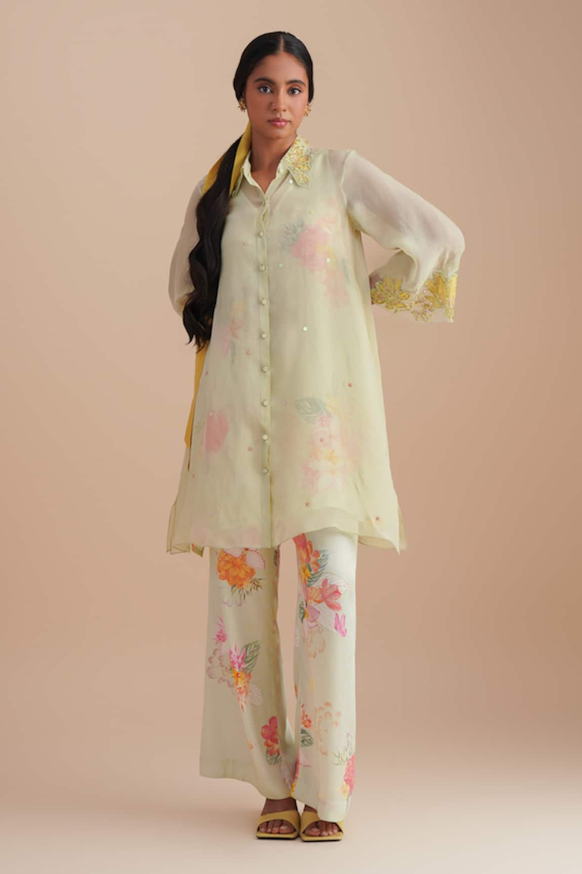 One Not Two Floral Applique Kurta Set 