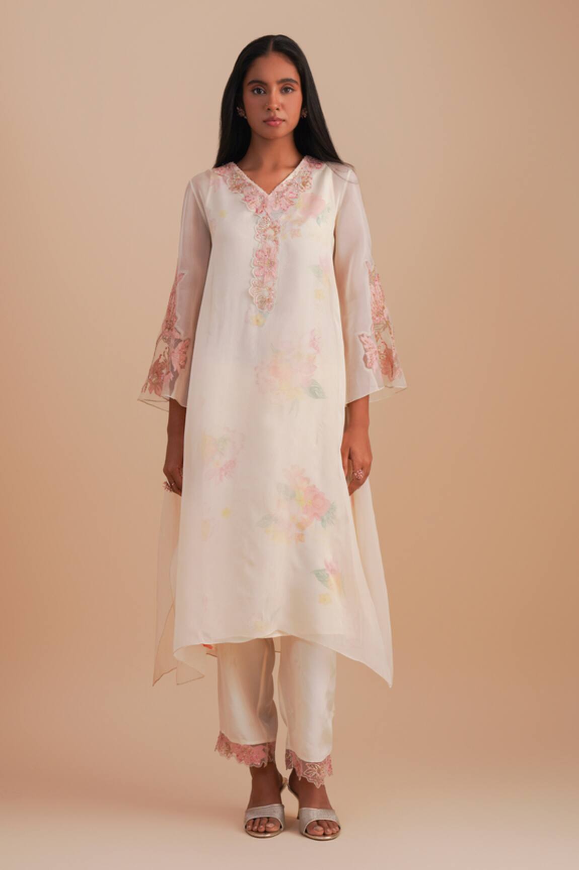 One Not Two Floral Applique Kurta Set 