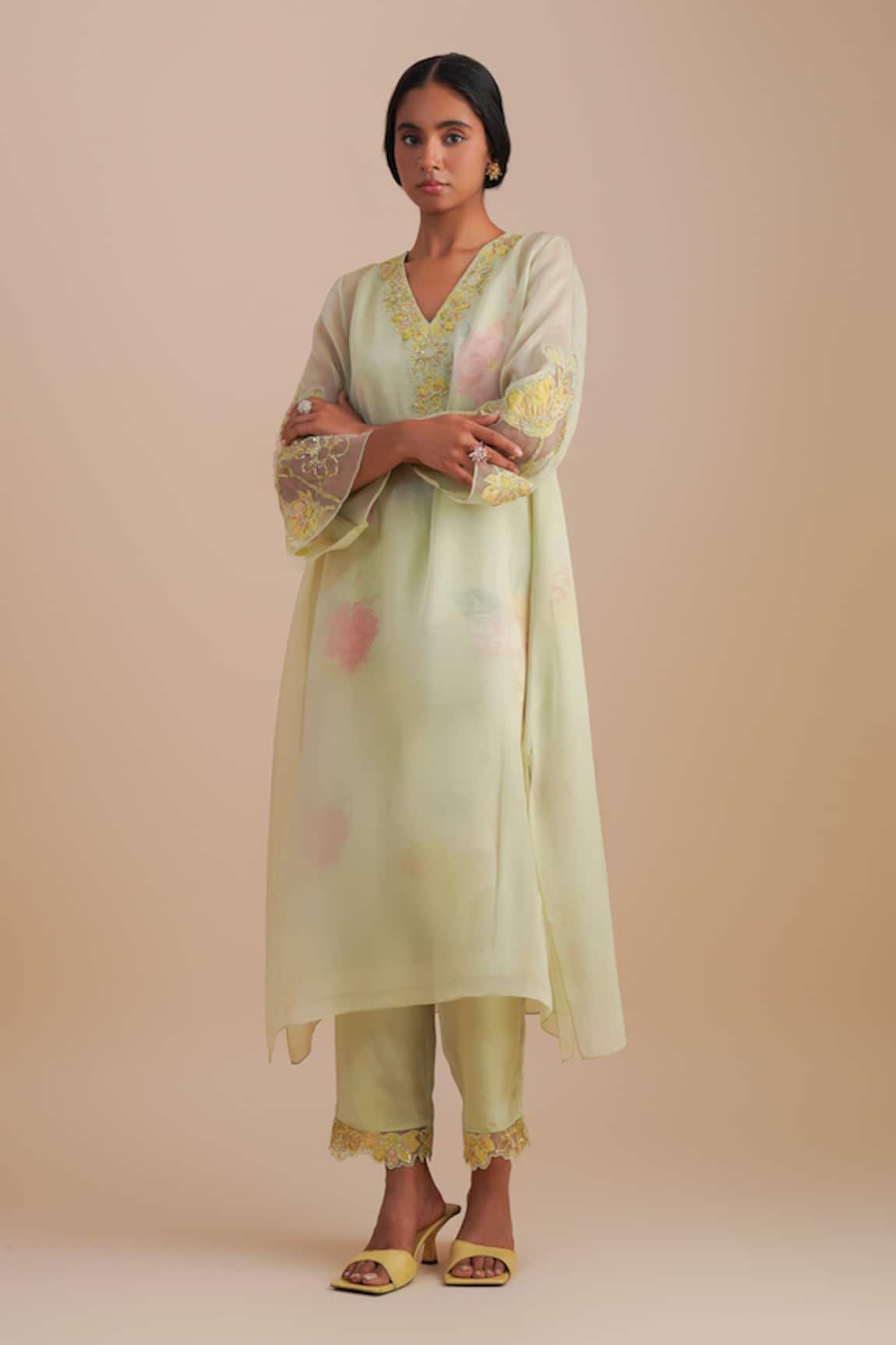 One Not Two Floral Applique Kurta Set 