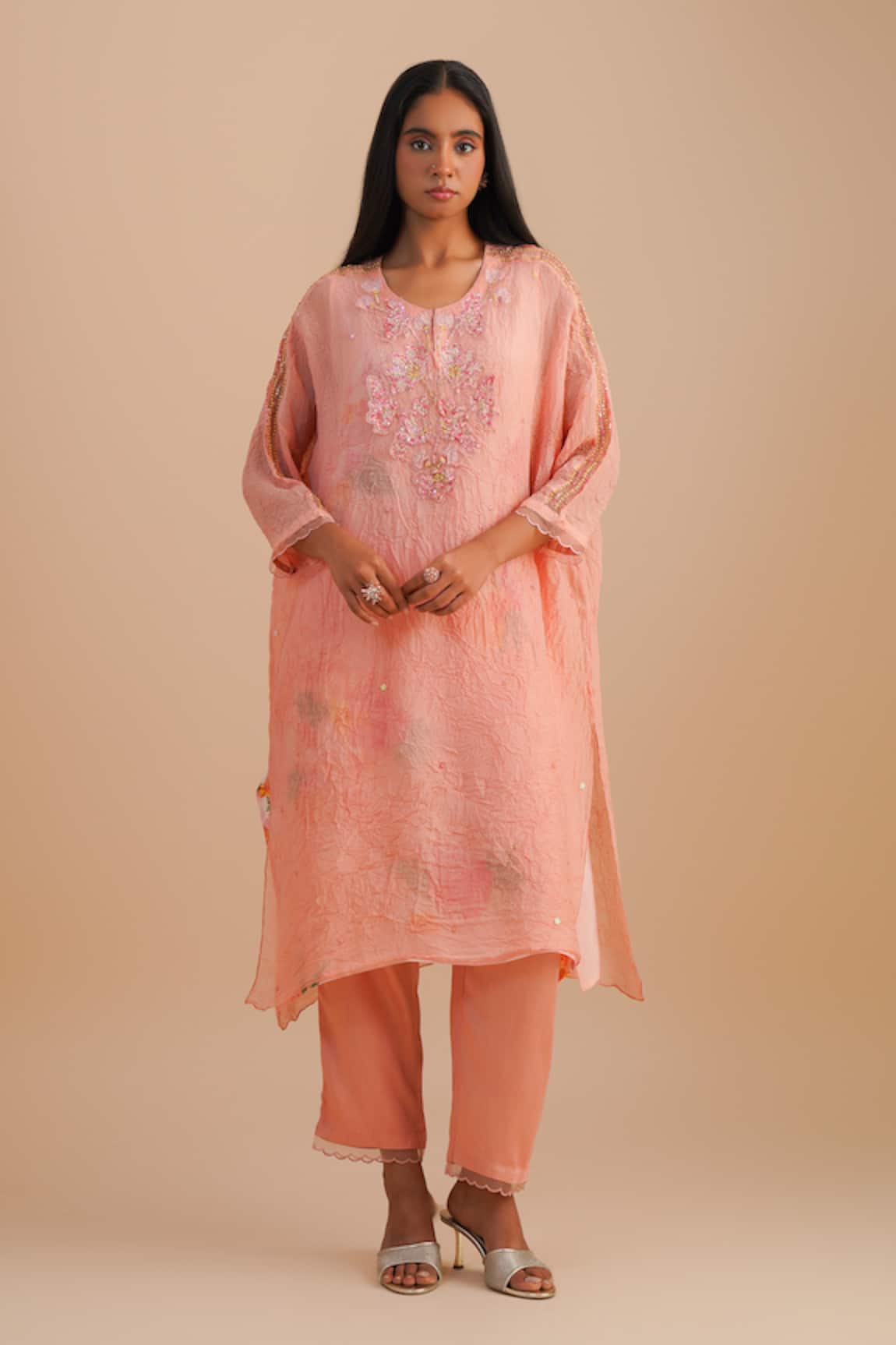 One Not Two Floral Applique Kurta Set 
