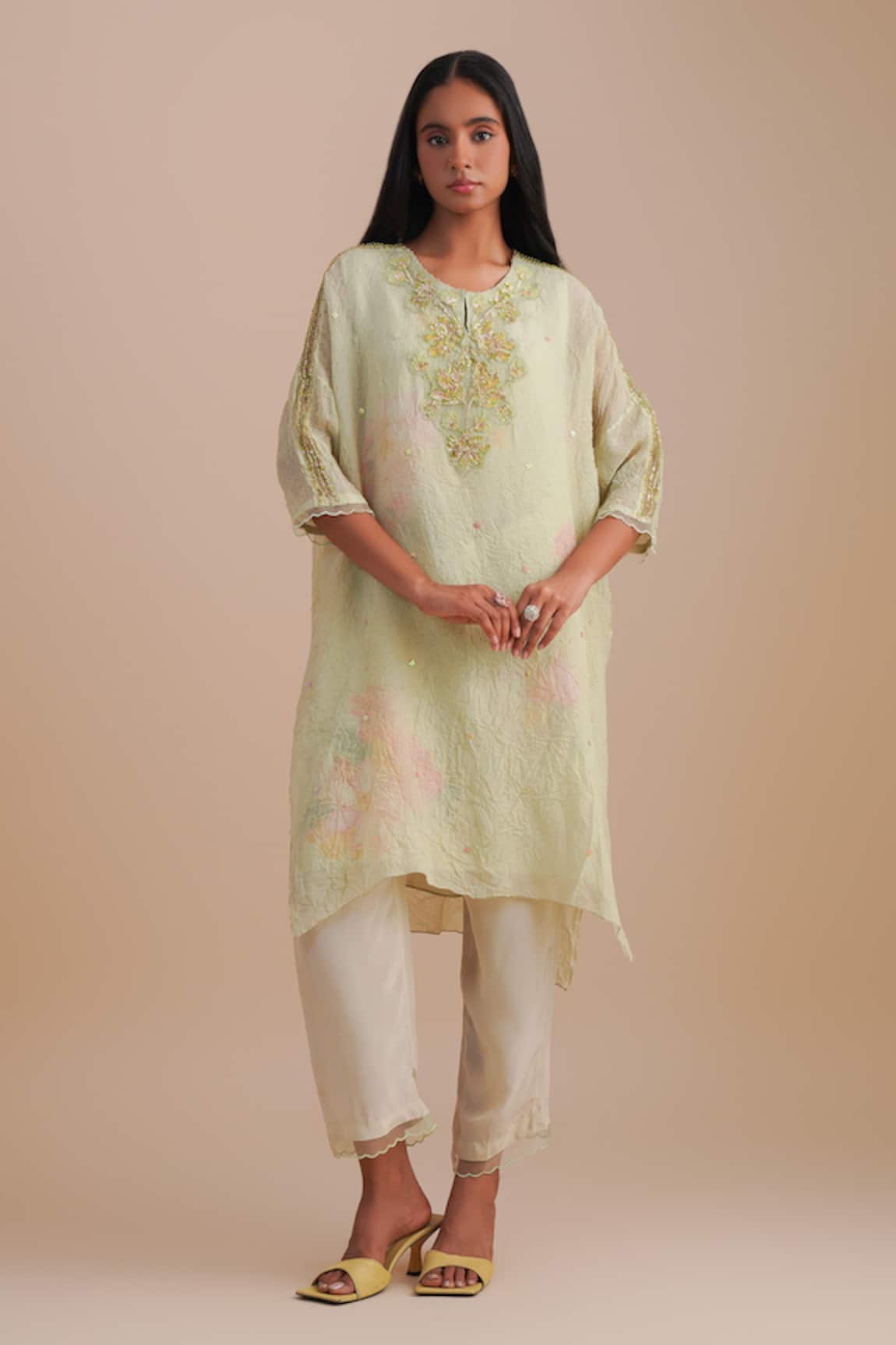 One Not Two Floral Applique Kurta Set 