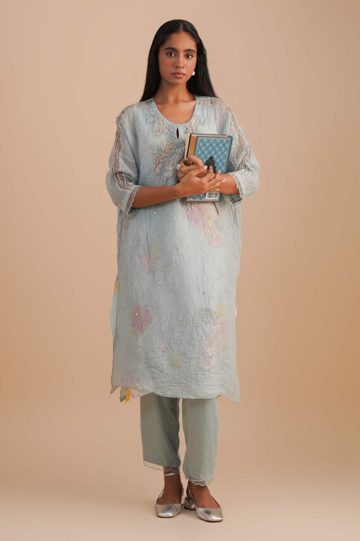 One Not Two Floral Applique Kurta Set 