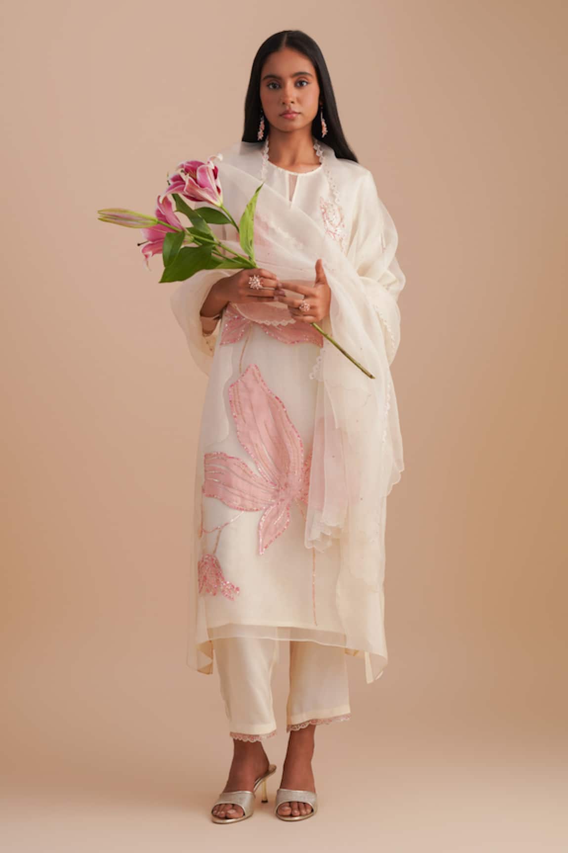 One Not Two Floral Applique Kurta Set 