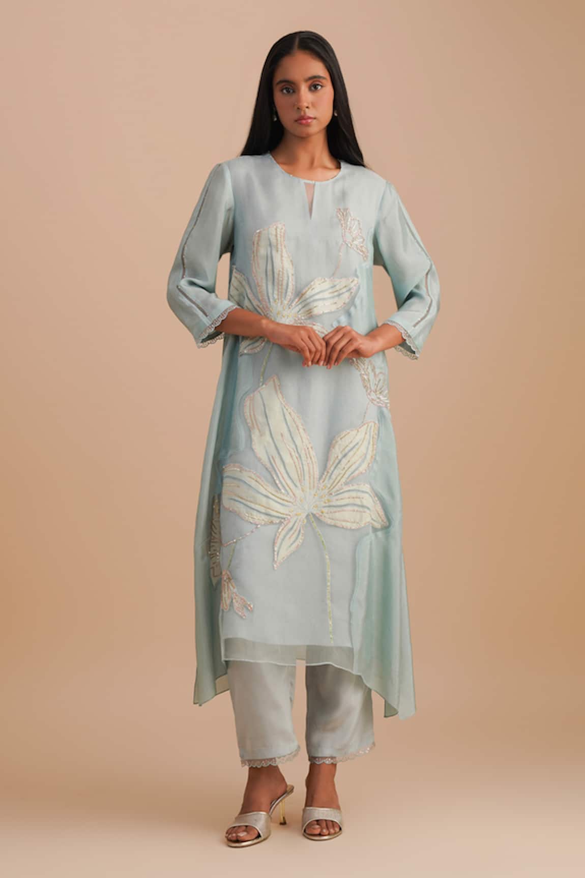 One Not Two Floral Applique Kurta Set 