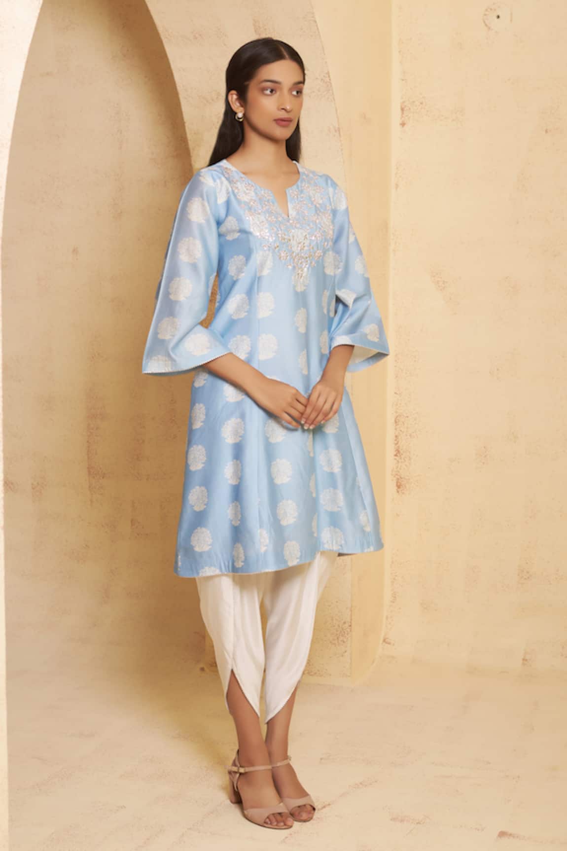 Thetaa Hand Embroidered Anarkali with Tulip Pant 