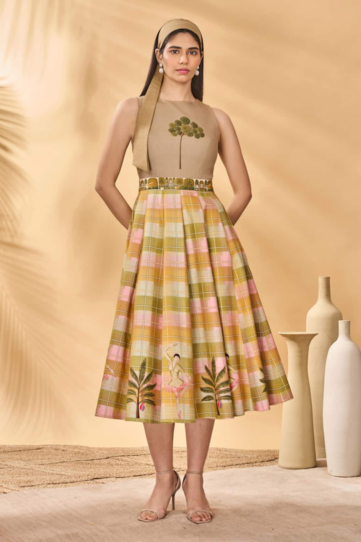 Masaba Pina Colada Checkered Midi Dress 