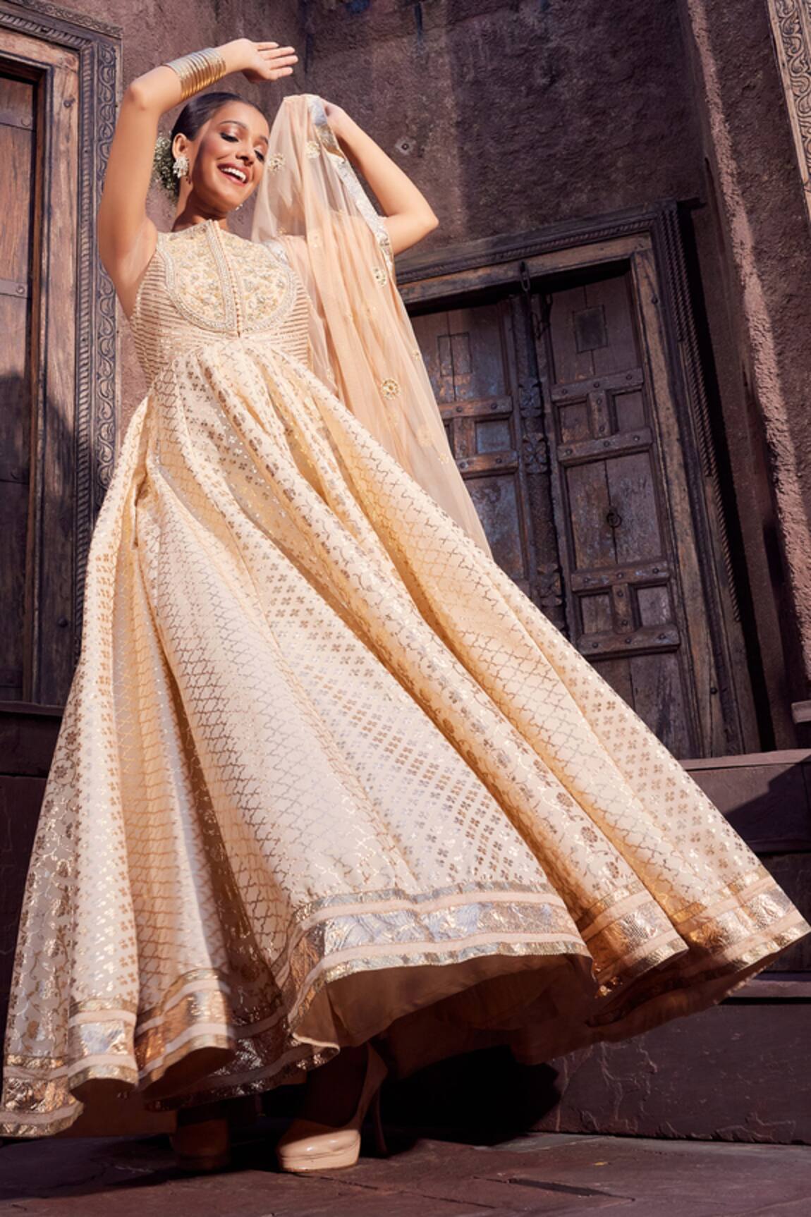 Priyanka Jain Vintage Rose Gold Anarkali Set 