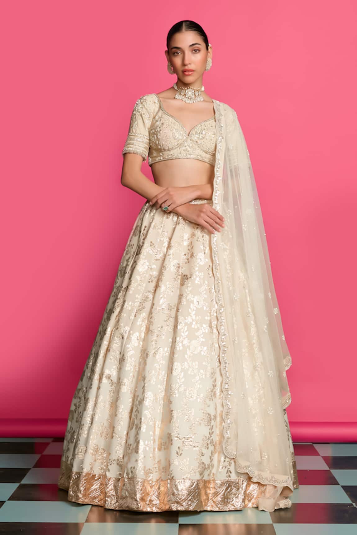 Priyanka Jain Golden Bloom Lehenga Set 