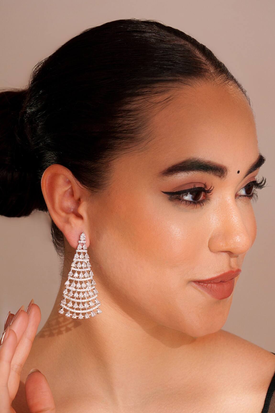 ZEVAR BY GEETA Designer Faux Diamond Danglers 