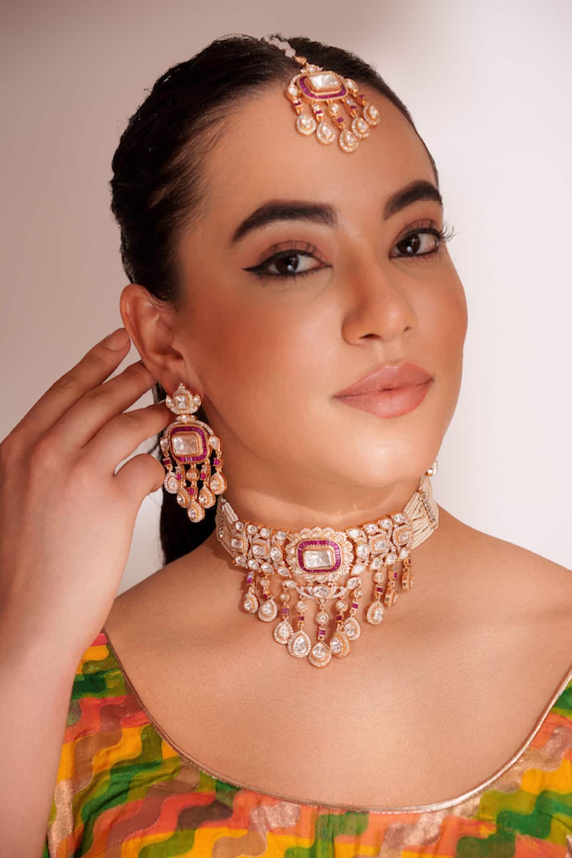ZEVAR BY GEETA Kundan Polki Designer Jewellery Set 