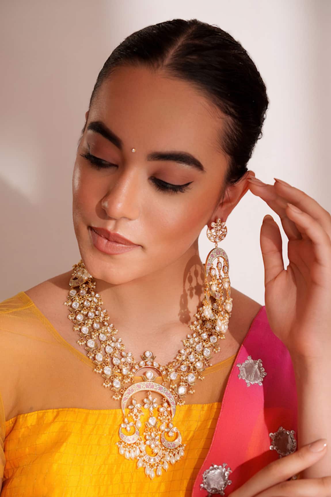 ZEVAR BY GEETA Gold Kundan Polki Necklace & Earring Set 