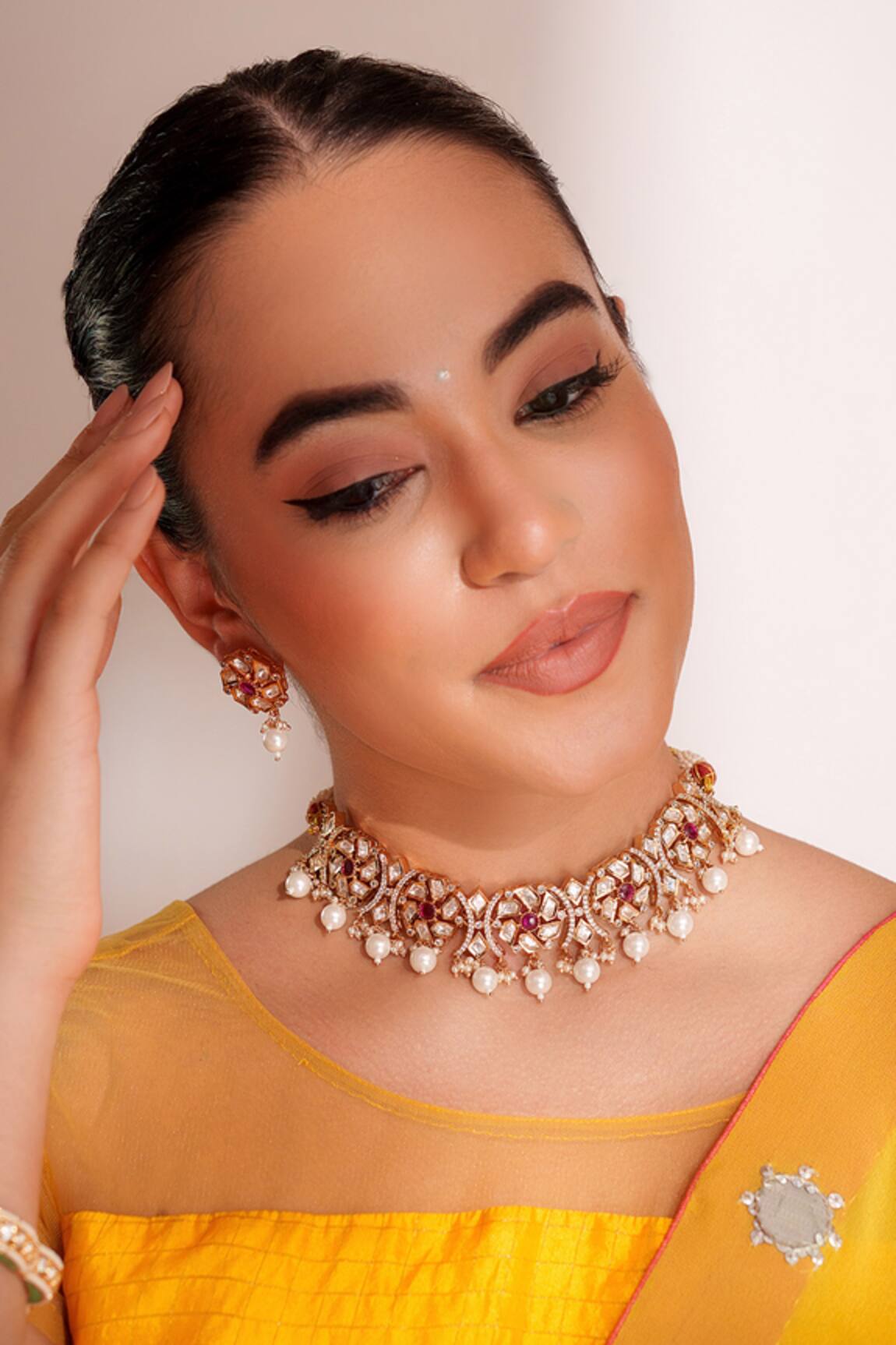 ZEVAR BY GEETA Kundan Polki Necklace & Earring Set 