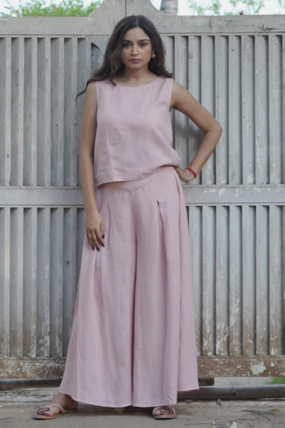 Gothilo Flamingo Linen Top & Culotte Set 