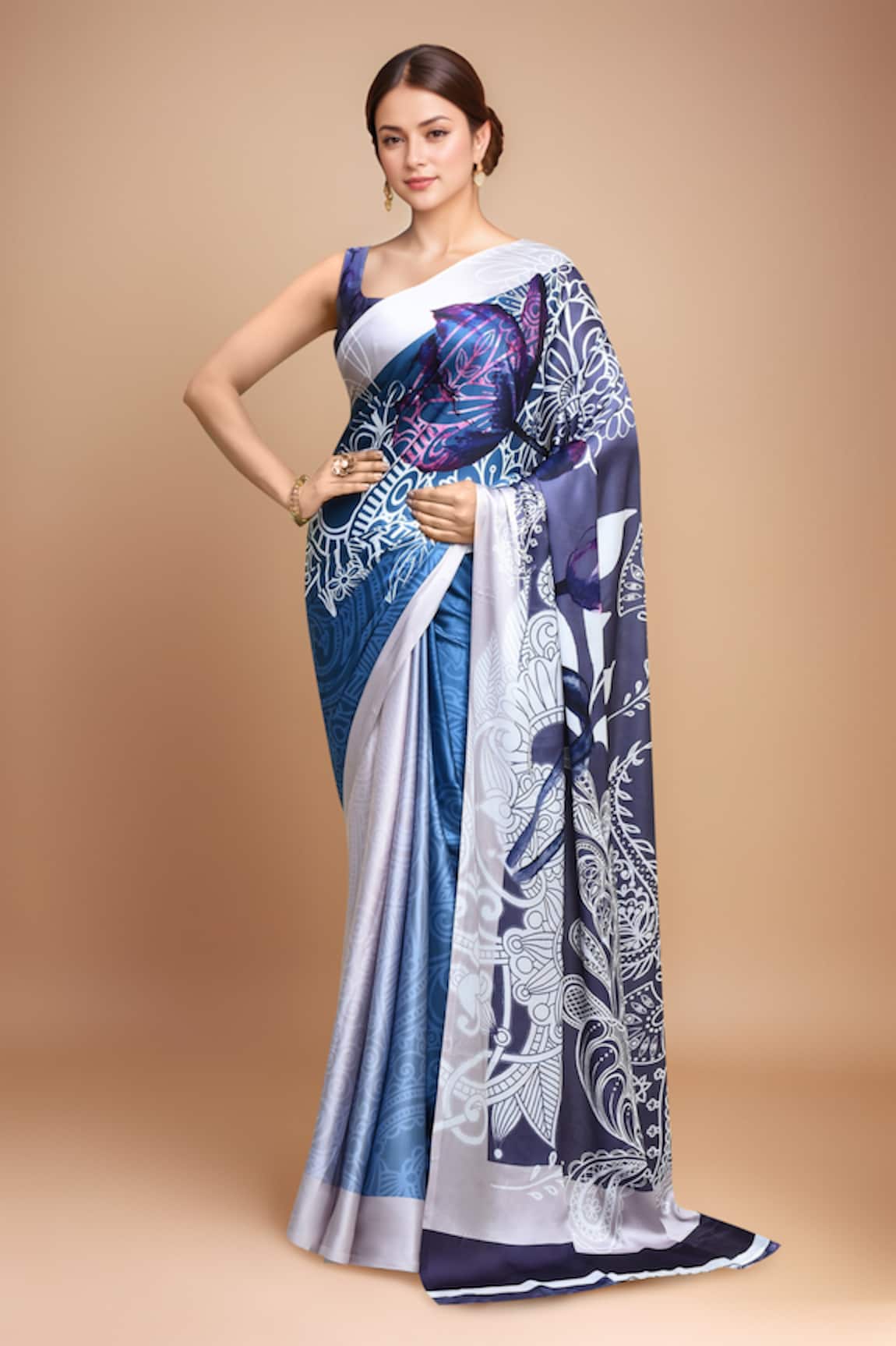 Samyukta Singhania Floral Paisley Print Saree With Blouse 
