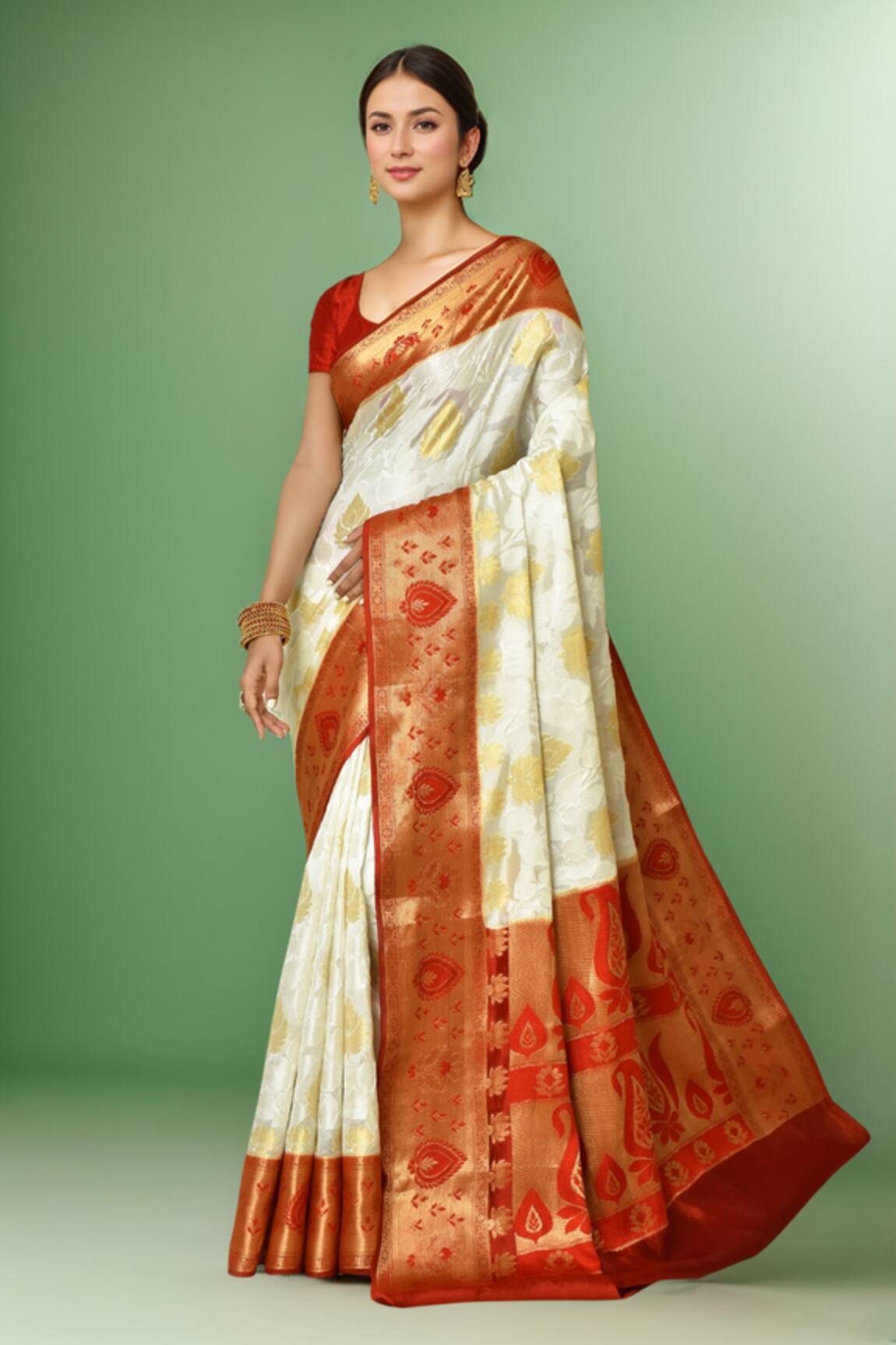 Samyukta Singhania Floral & Paisley Woven Saree With Running Blouse 