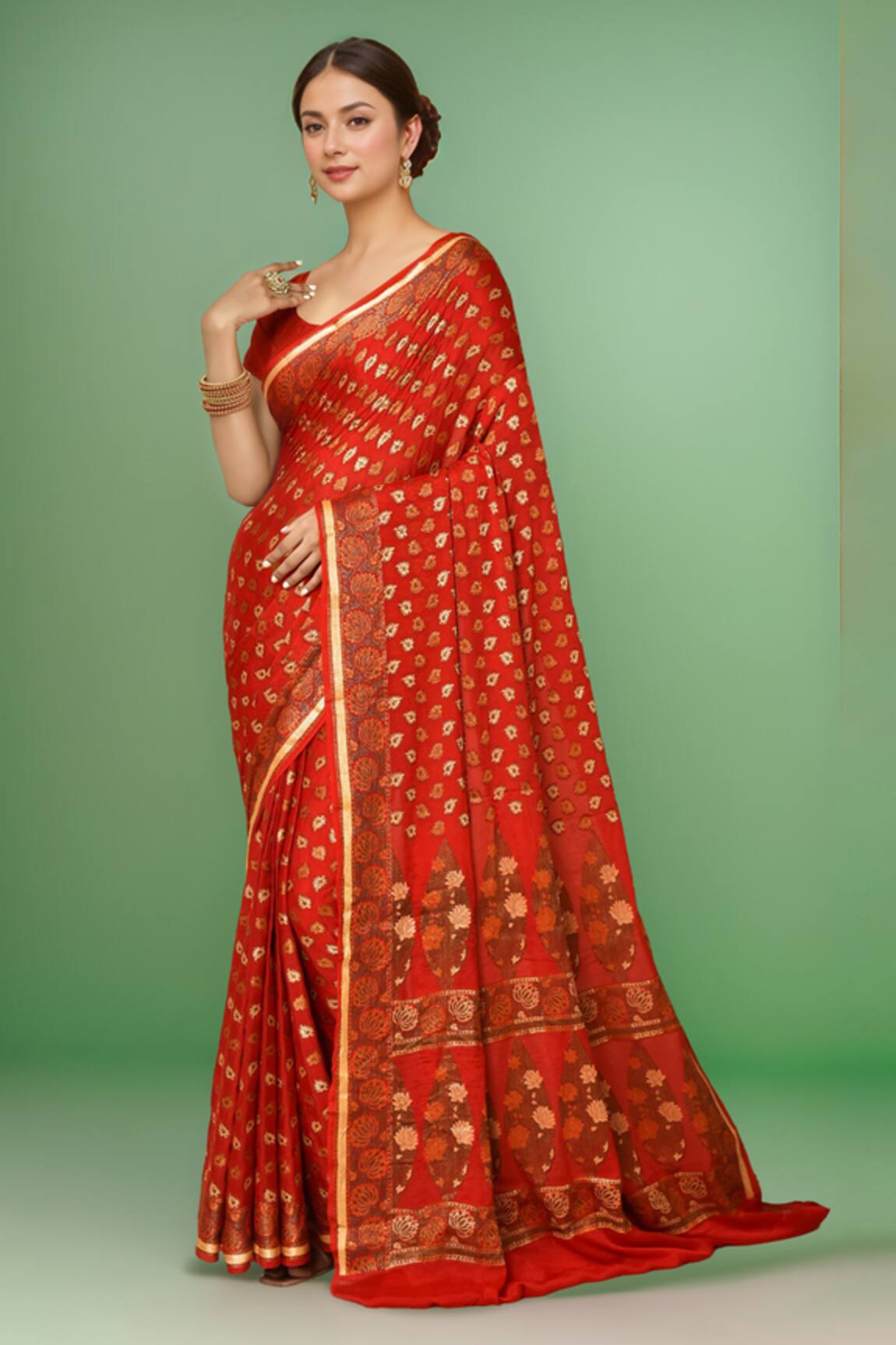 Samyukta Singhania Botanic Woven Saree With Running Blouse 