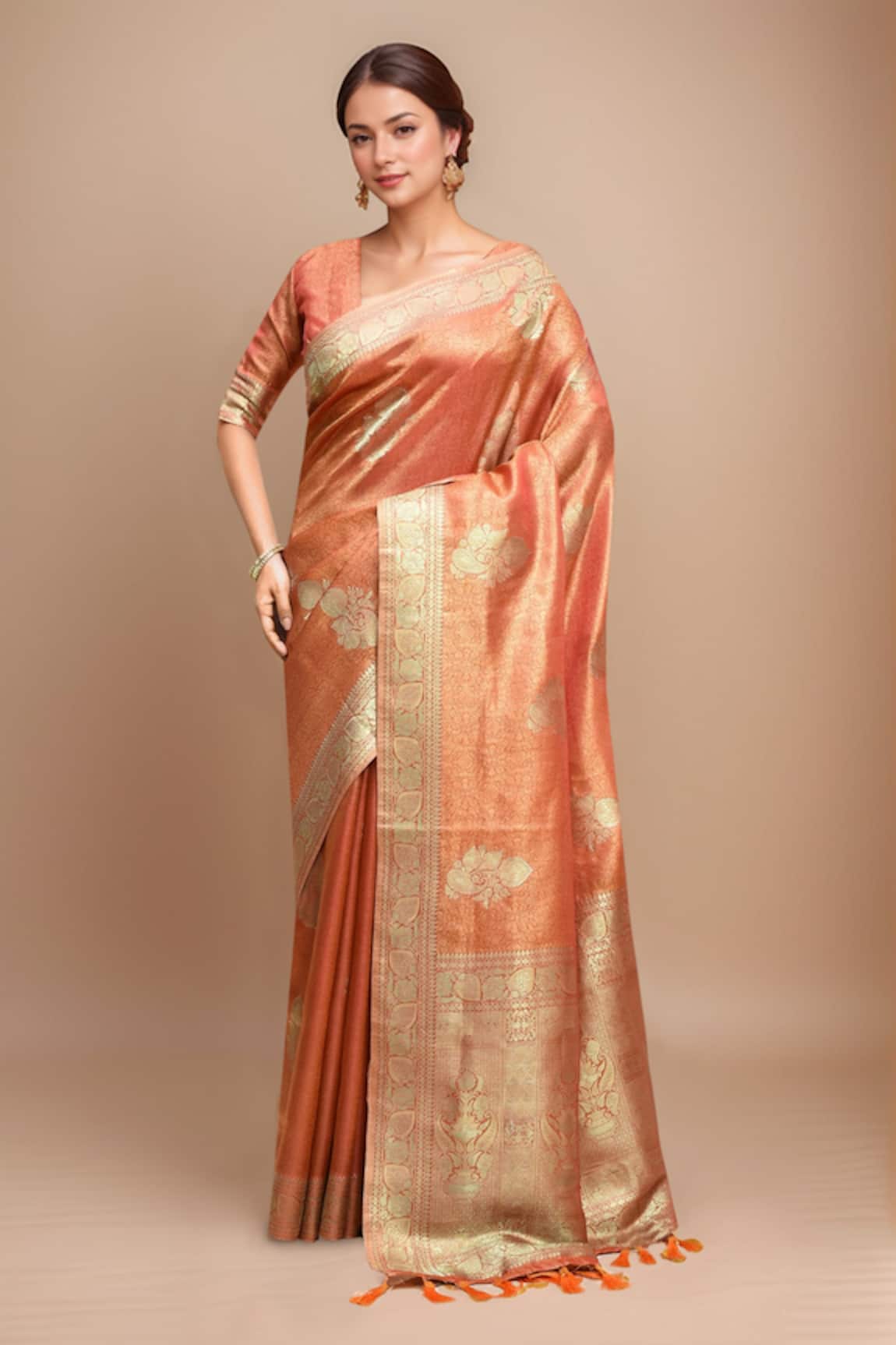 Samyukta Singhania Flower Woven Saree With Blouse 