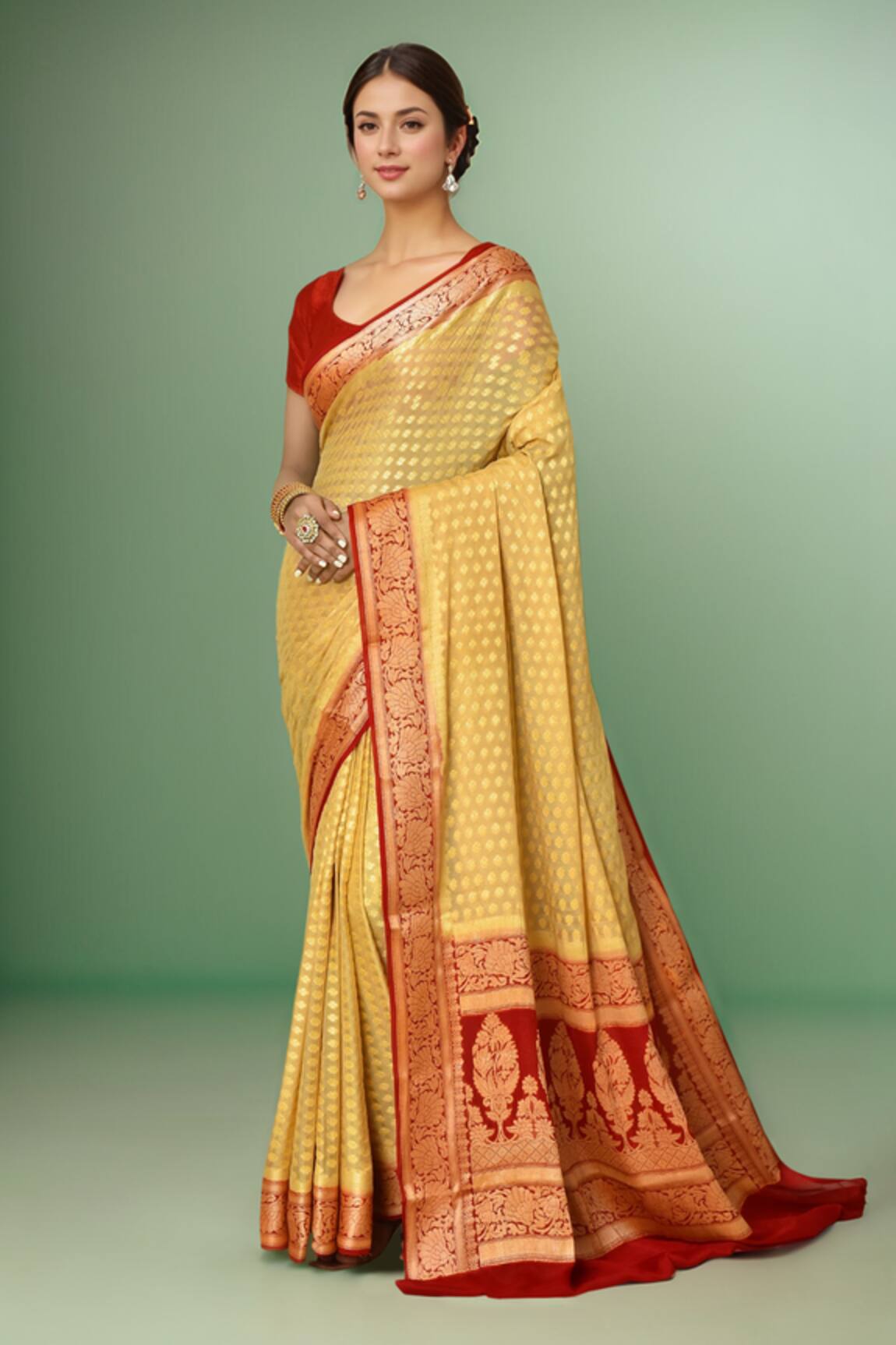 Samyukta Singhania Bloom Pattern Saree With Running Blouse 
