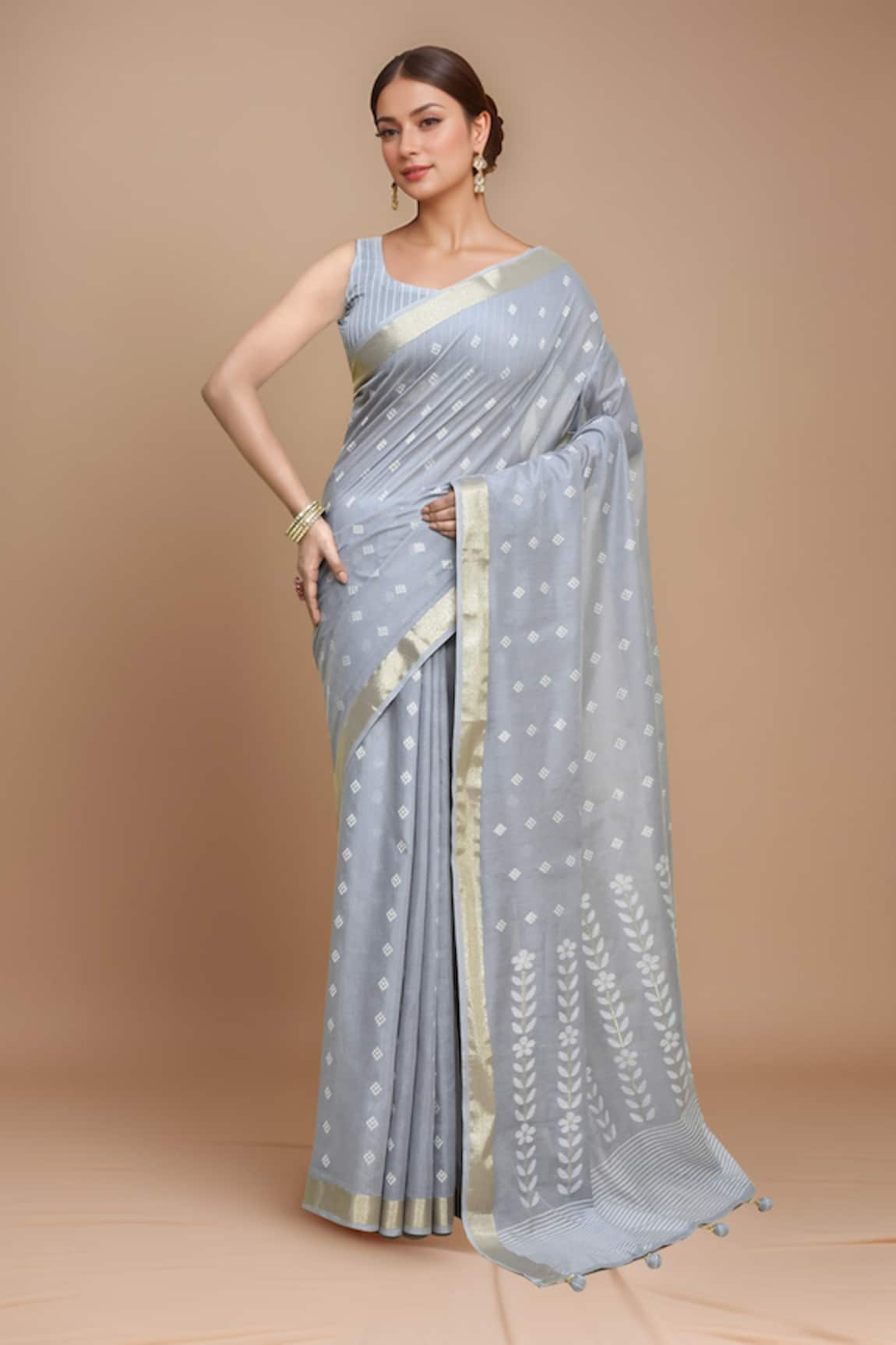 Samyukta Singhania Modal Poly Viscose Saree With Blouse 