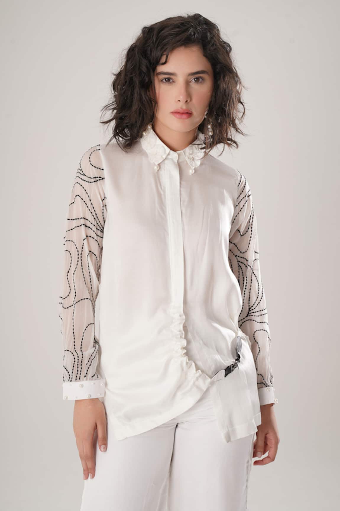 ATBW White Modal Satin Designer Shirt 