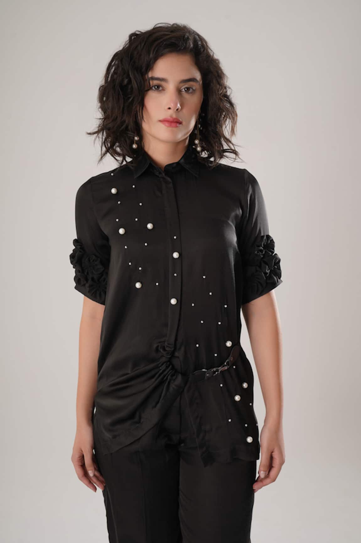 ATBW Black Modal Satin Designer Shirt 