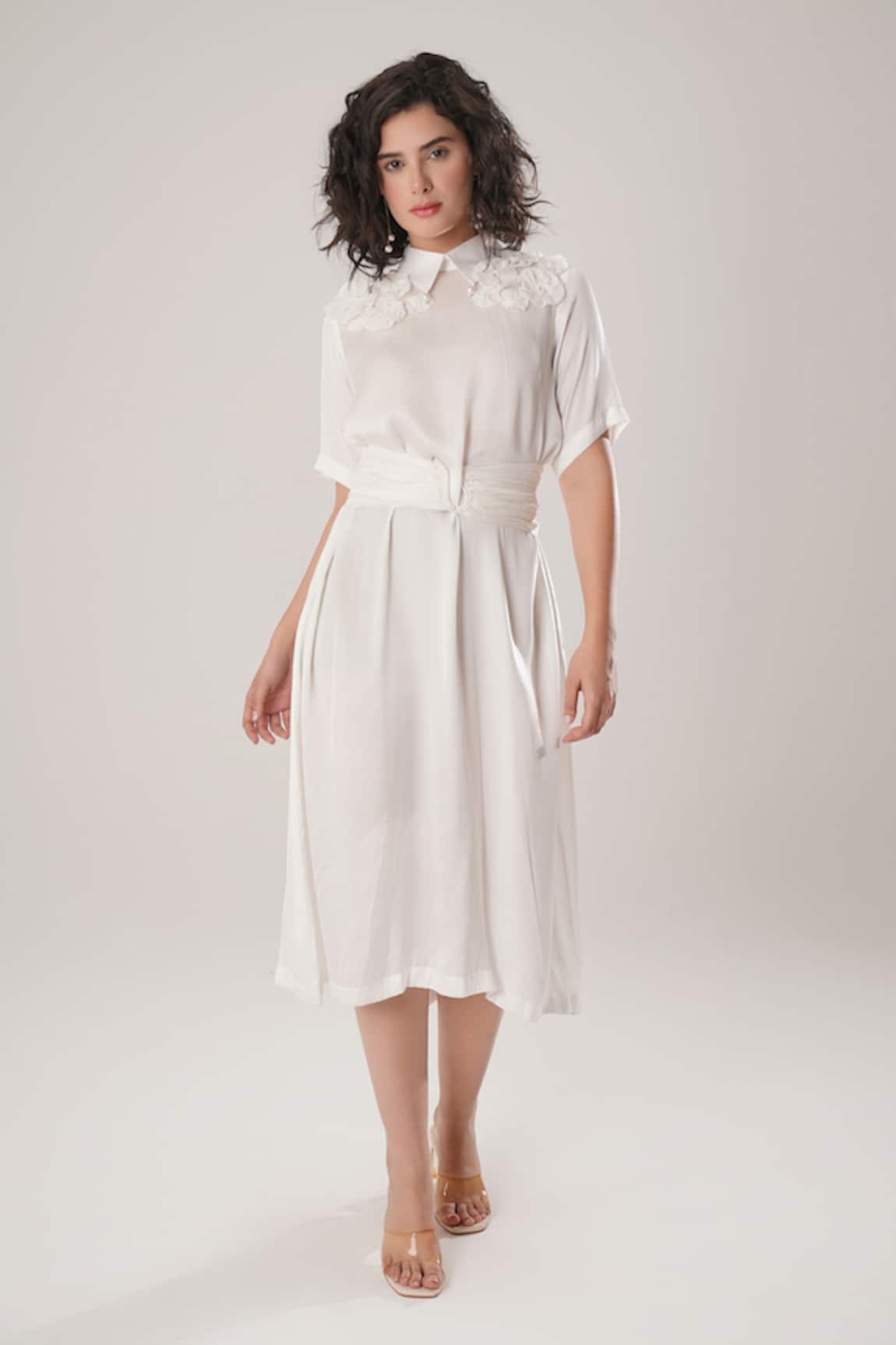 ATBW White Modal Satin Designer Dress 