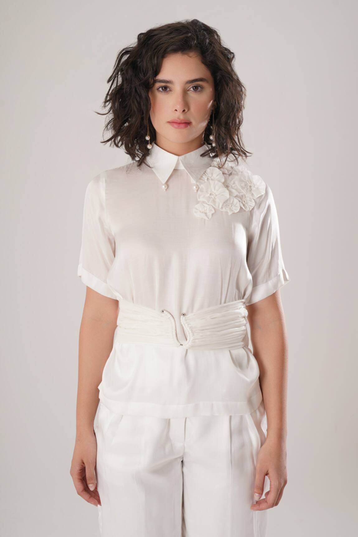 ATBW White Modal Satin Designer Shirt 