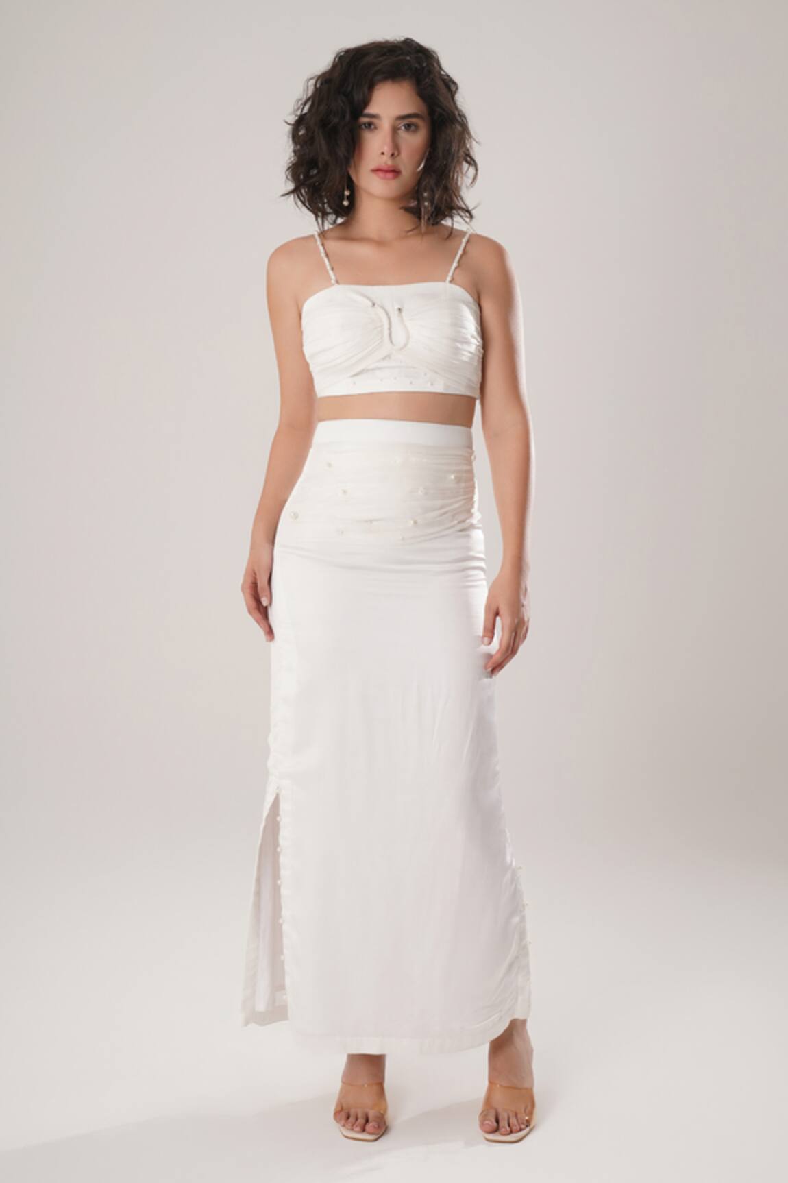 ATBW White Modal Satin Crop Top 