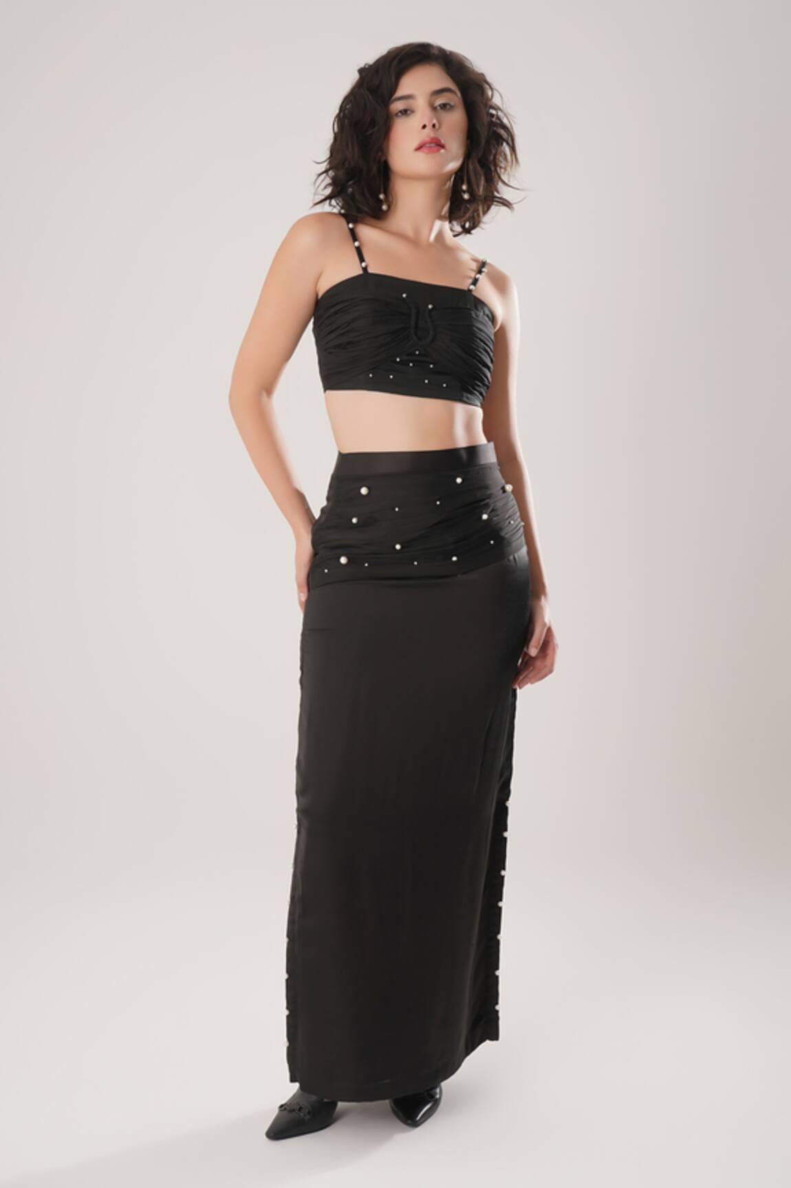 ATBW Black Modal Satin Skirt 