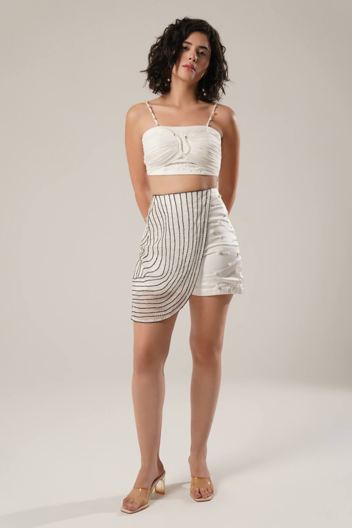 ATBW White Modal Satin Skort Set 