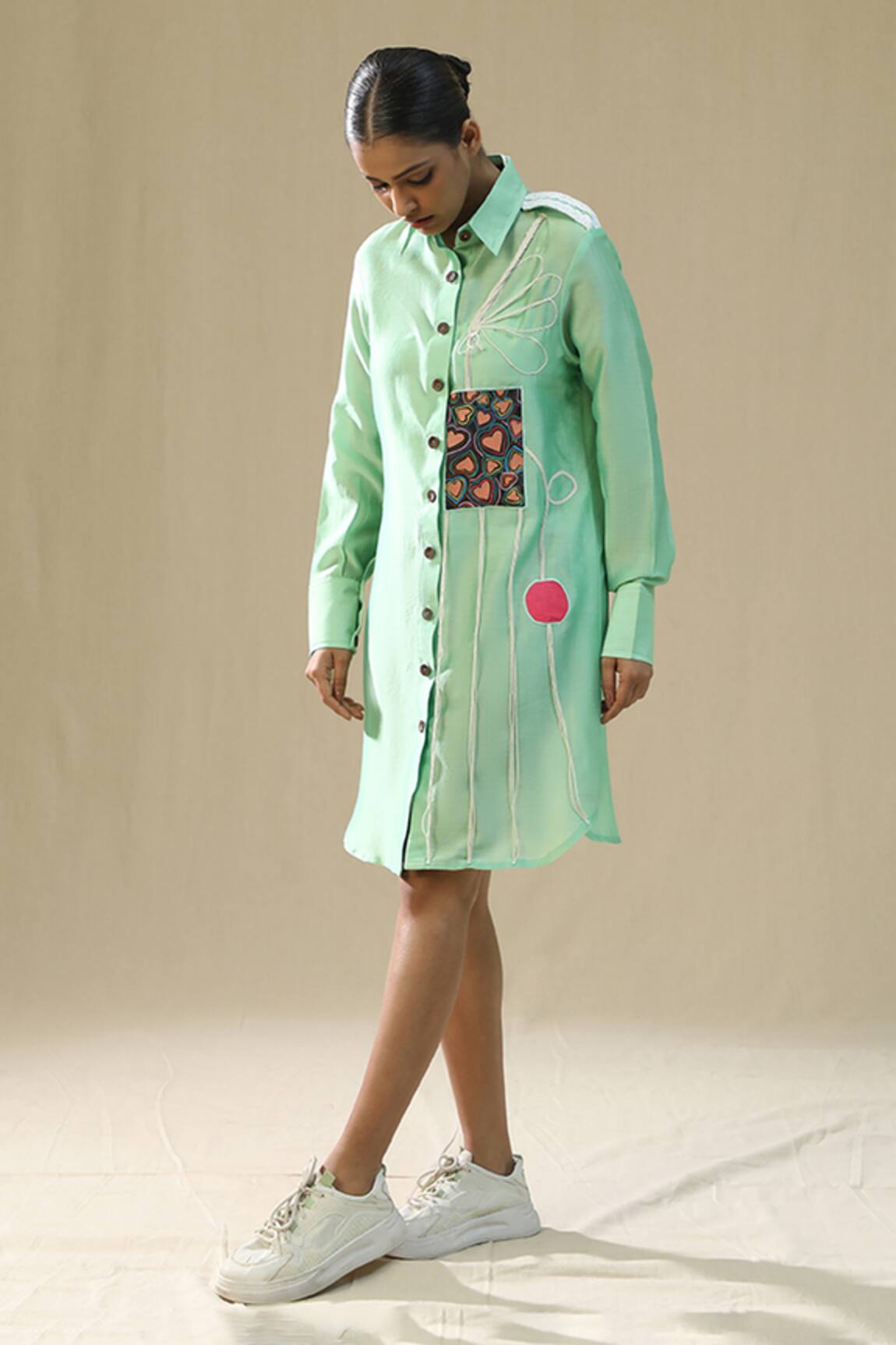 Arpita Sulakshana Frosty Handpainted Chanderi Silk Dress 