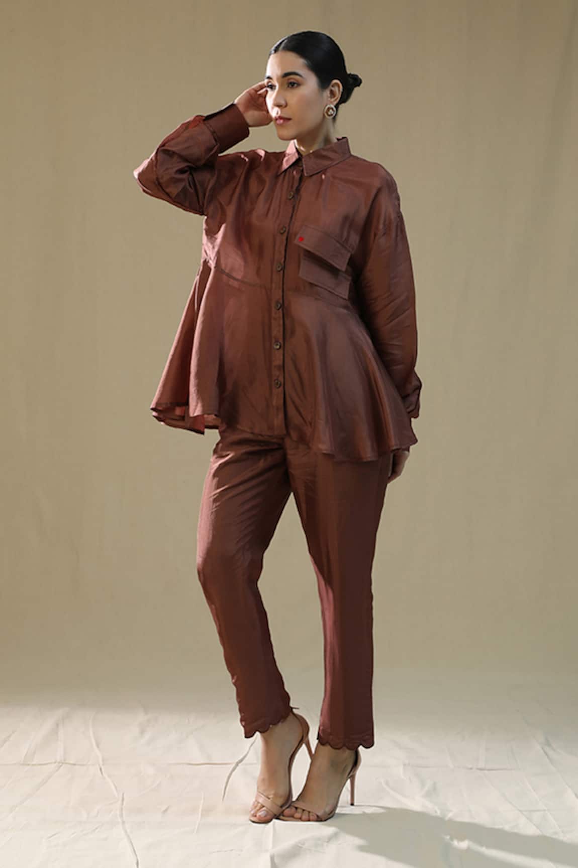 arpita sulakshana Brown Summer Silk Coord Set 