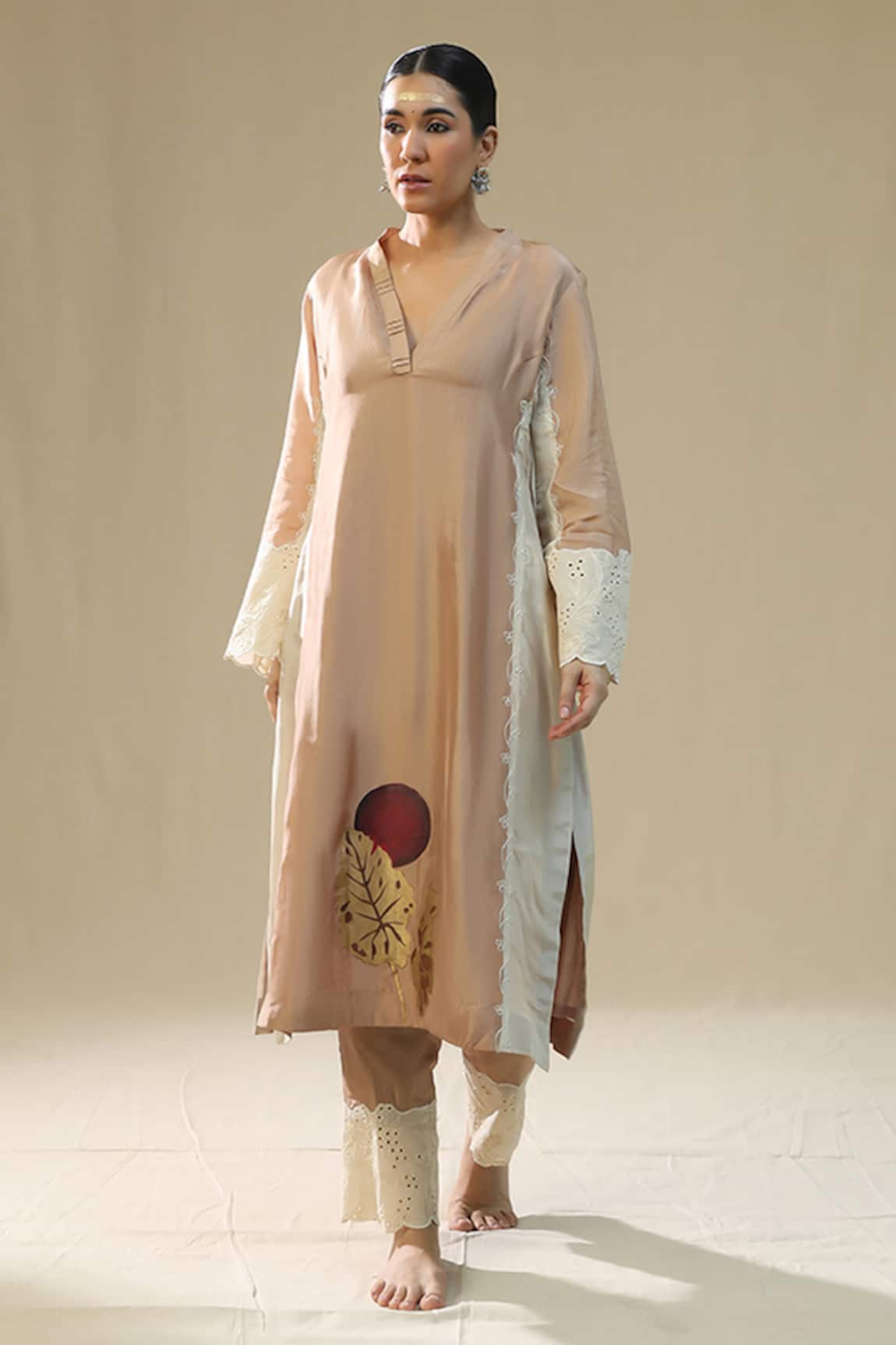 arpita sulakshana Rose Gold Handpainted Kurta Set 