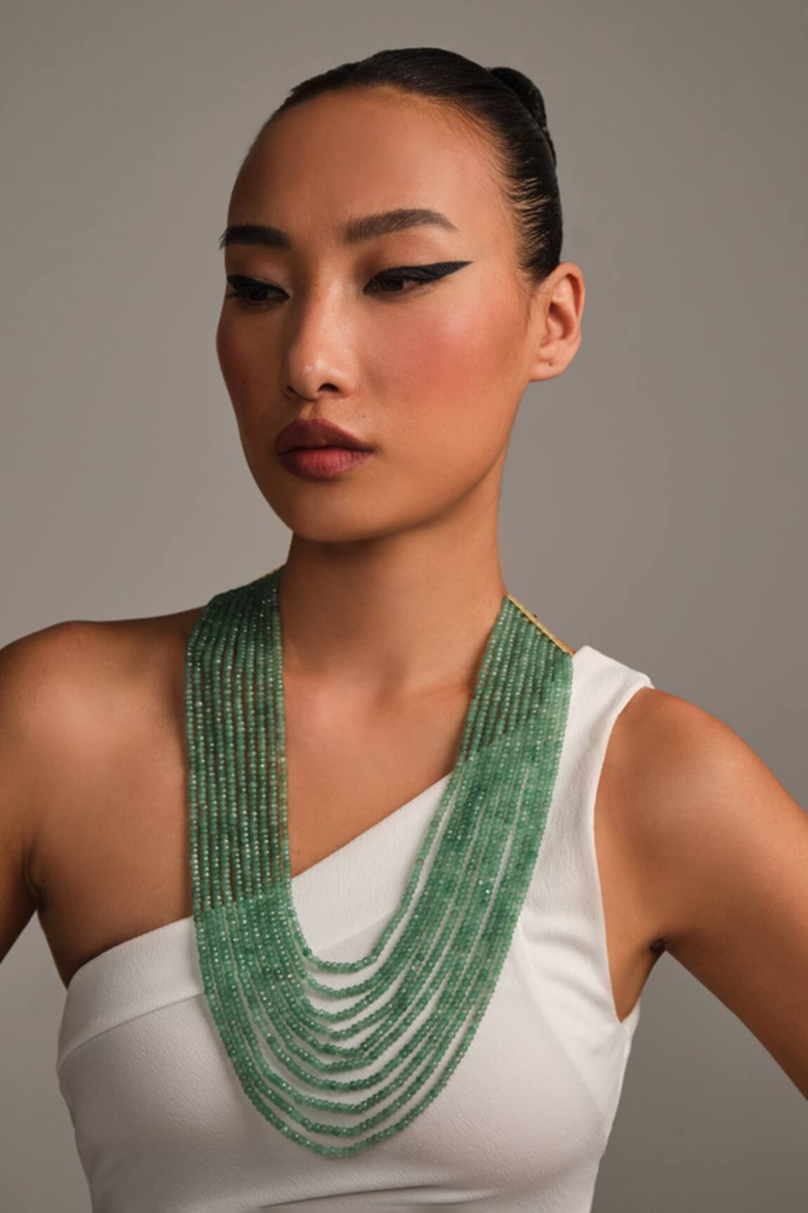 Anaash Multi Layered Green Pana Necklace 
