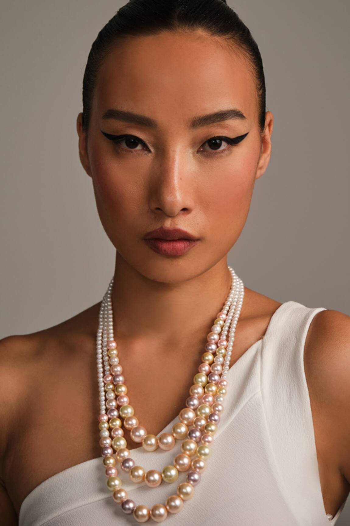 Anaash Multicoloured Layered Pearl Necklace 